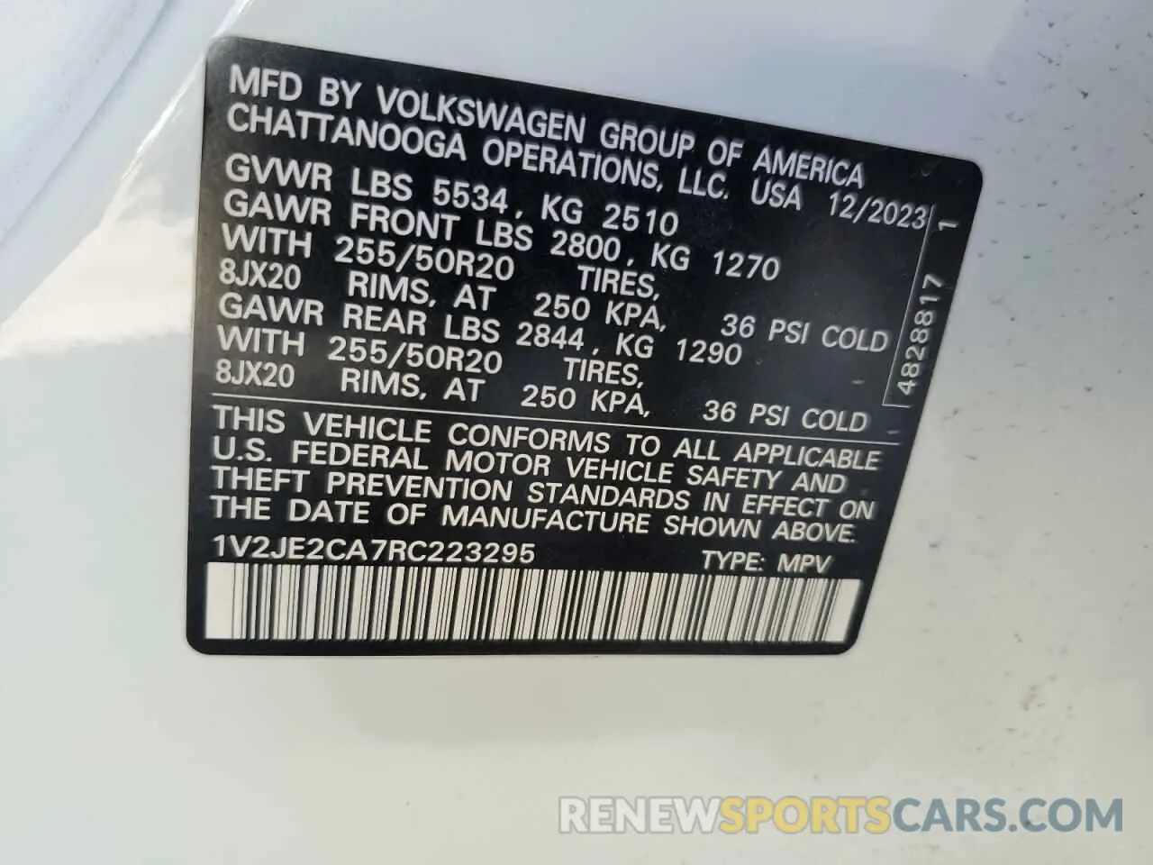 14 Фотография поврежденного автомобиля 1V2JE2CA7RC223295 VOLKSWAGEN ATLAS 2024