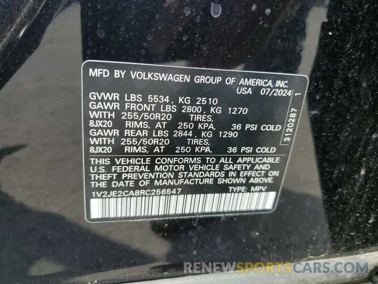 13 Photograph of a damaged car 1V2JE2CA8RC256547 VOLKSWAGEN ATLAS 2024