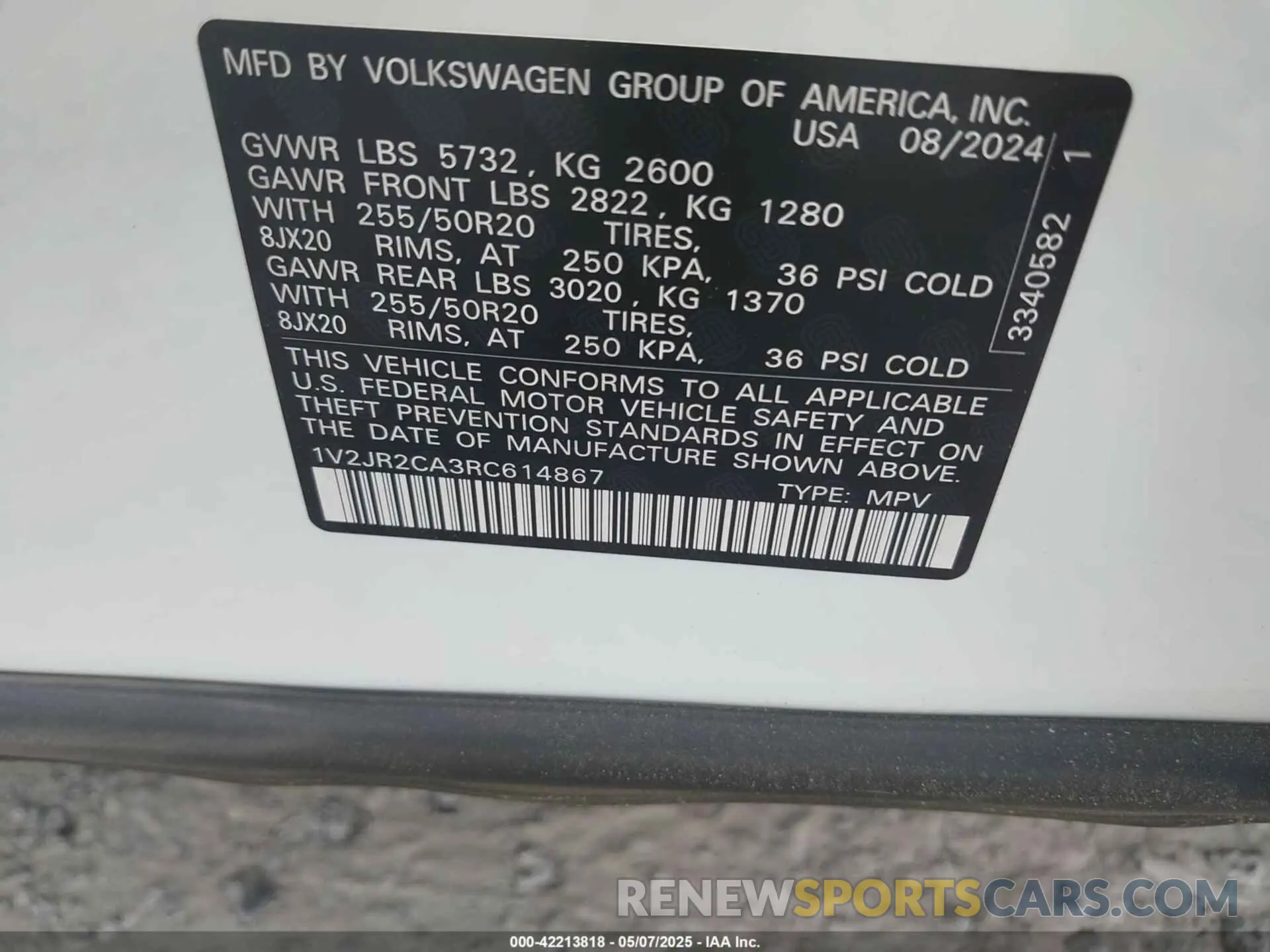 9 Фотография поврежденного автомобиля 1V2JR2CA3RC614867 VOLKSWAGEN ATLAS 2024