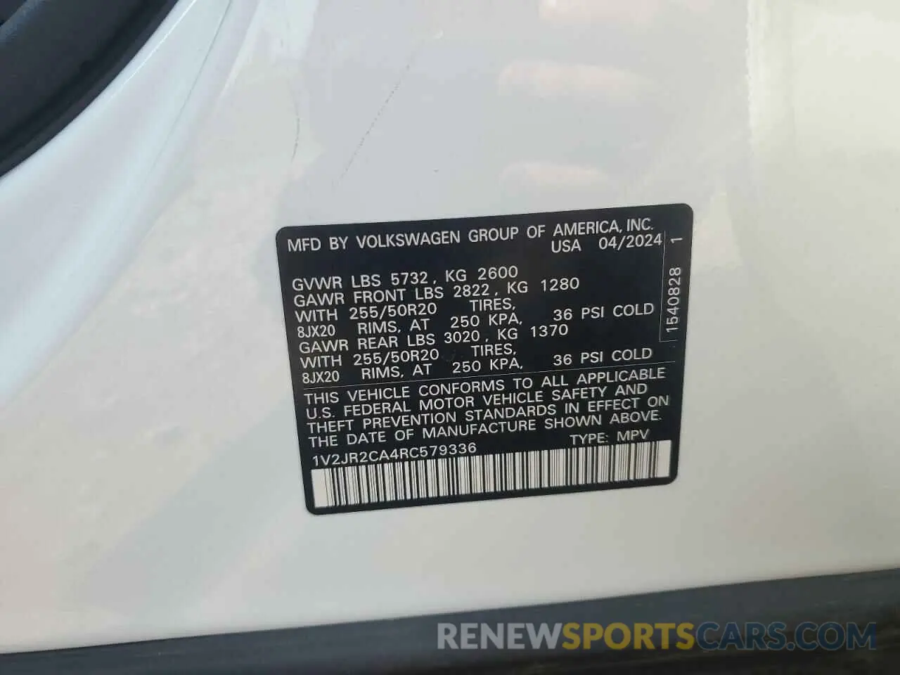 13 Photograph of a damaged car 1V2JR2CA4RC579336 VOLKSWAGEN ATLAS 2024