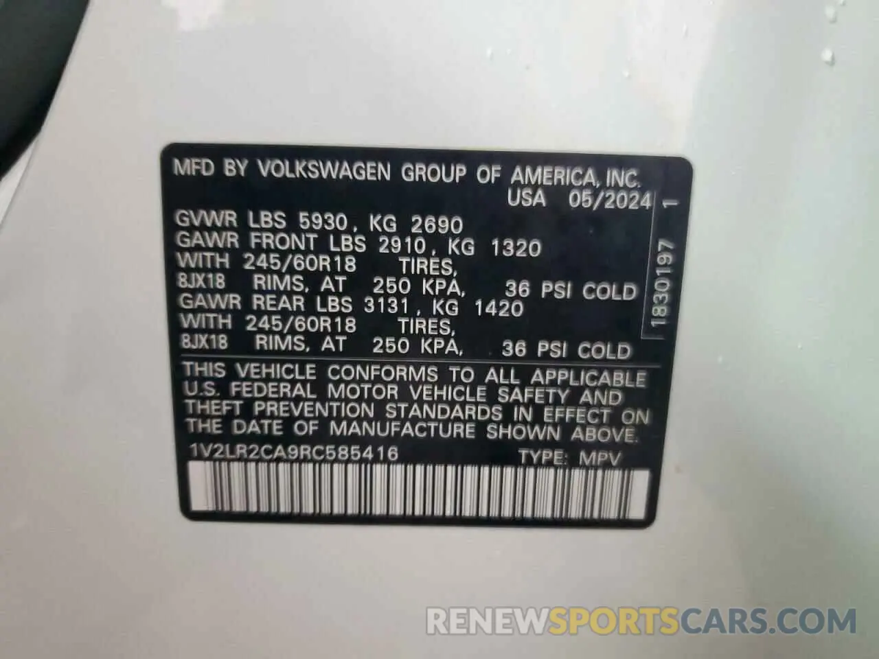 14 Photograph of a damaged car 1V2LR2CA9RC585416 VOLKSWAGEN ATLAS 2024