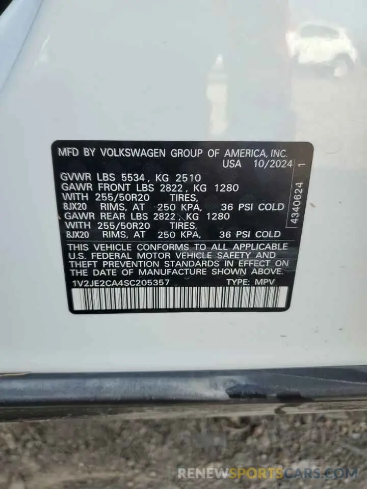 14 Фотография поврежденного автомобиля 1V2JE2CA4SC205357 VOLKSWAGEN ATLAS 2025