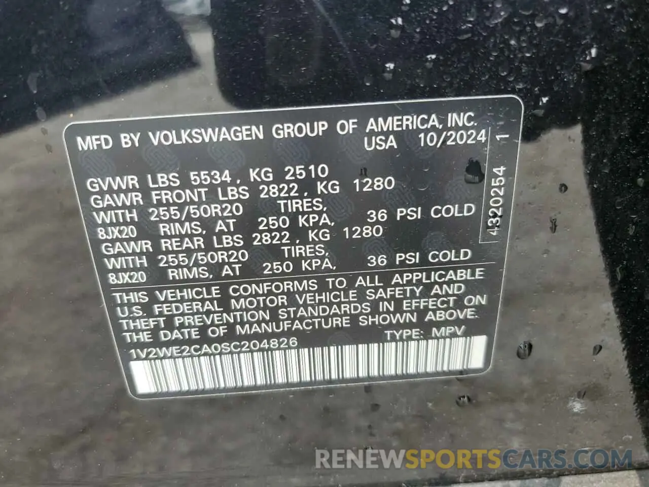 13 Photograph of a damaged car 1V2WE2CA0SC204826 VOLKSWAGEN ATLAS 2025