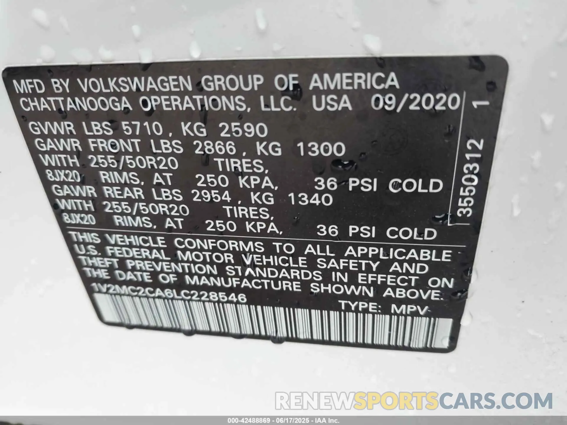 9 Фотография поврежденного автомобиля 1V2MC2CA6LC228546 VOLKSWAGEN ATLAS CROSS SPORT 2020