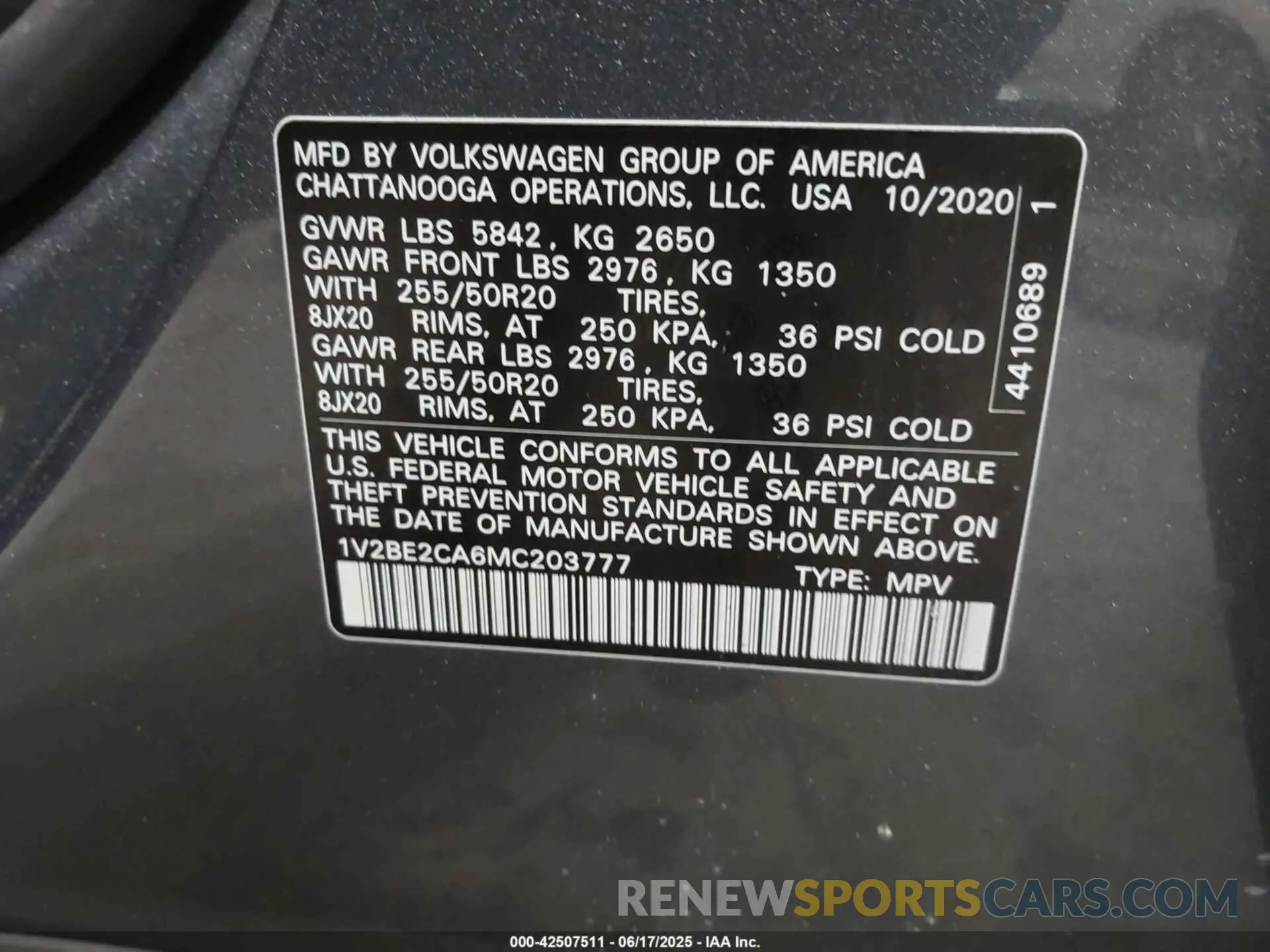 9 Фотография поврежденного автомобиля 1V2BE2CA6MC203777 VOLKSWAGEN ATLAS CROSS SPORT 2021