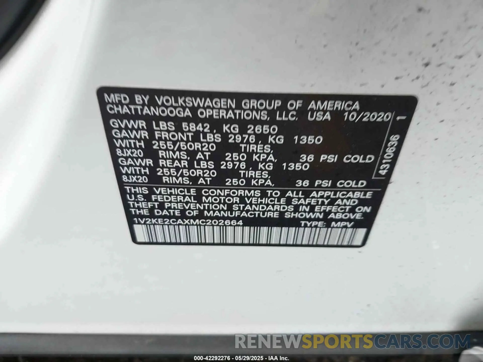 9 Photograph of a damaged car 1V2KE2CAXMC202664 VOLKSWAGEN ATLAS CROSS SPORT 2021