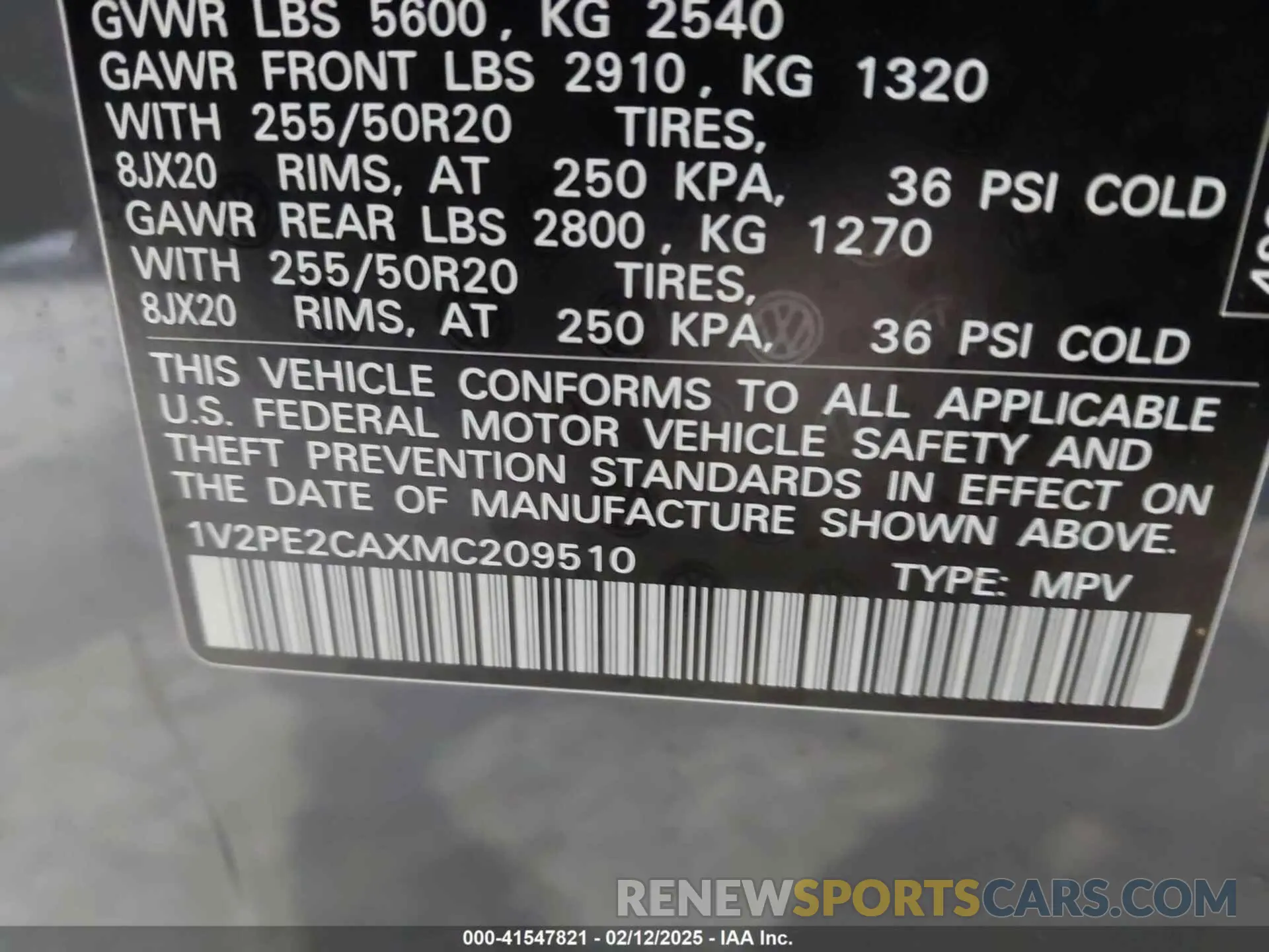 9 Фотография поврежденного автомобиля 1V2PE2CAXMC209510 VOLKSWAGEN ATLAS CROSS SPORT 2021