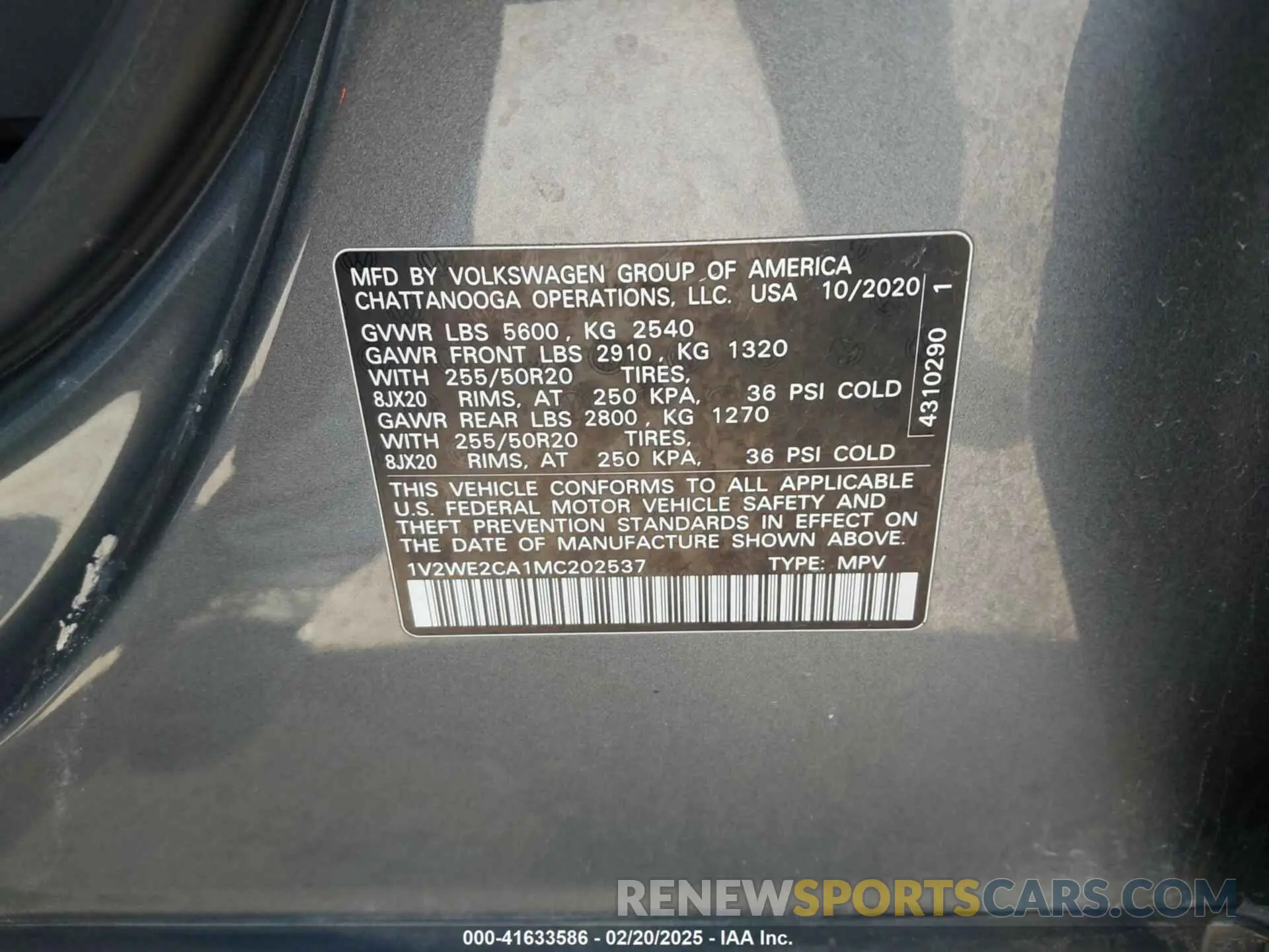 9 Фотография поврежденного автомобиля 1V2WE2CA1MC202537 VOLKSWAGEN ATLAS CROSS SPORT 2021