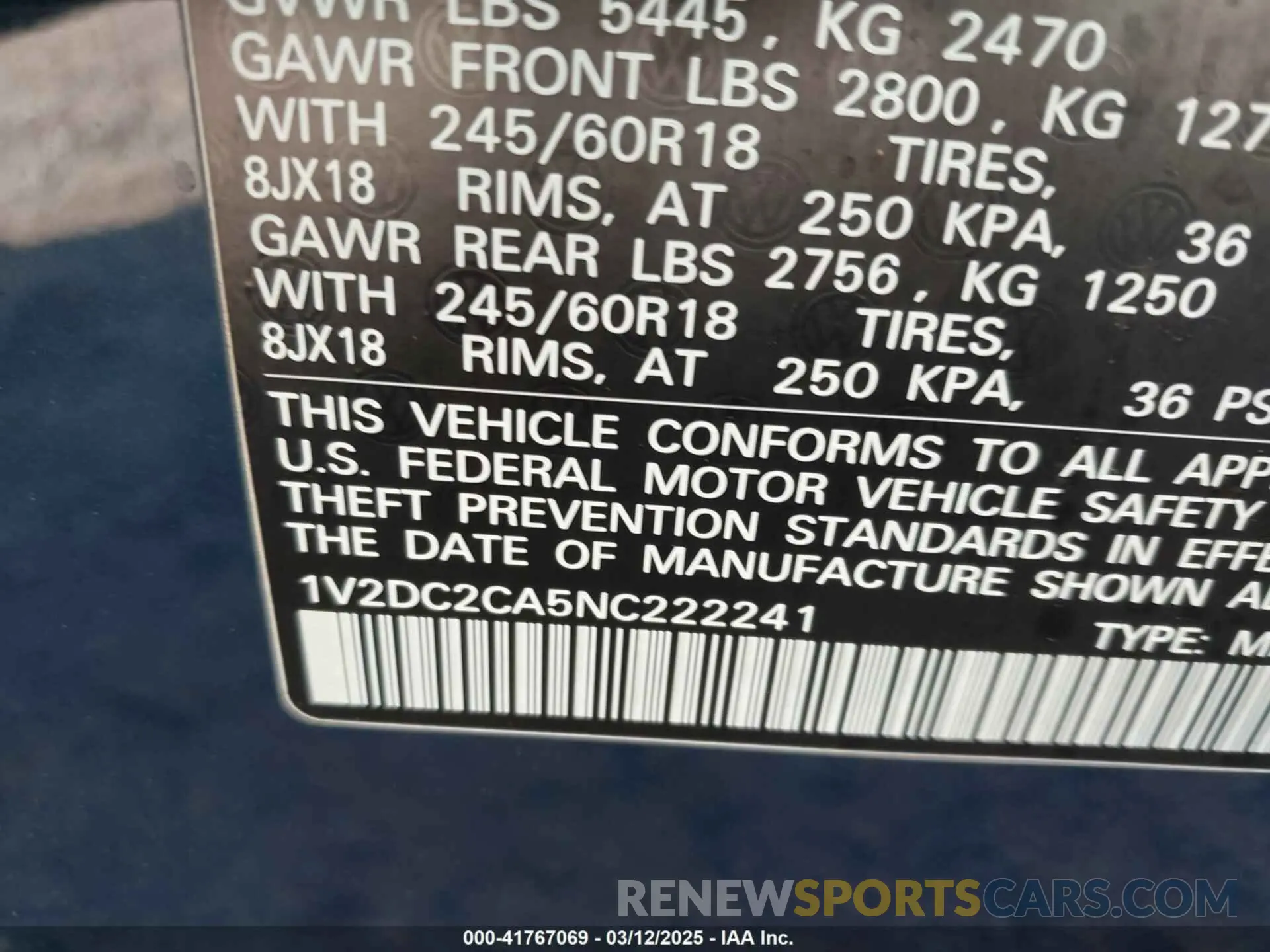 9 Фотография поврежденного автомобиля 1V2DC2CA5NC222241 VOLKSWAGEN ATLAS CROSS SPORT 2022