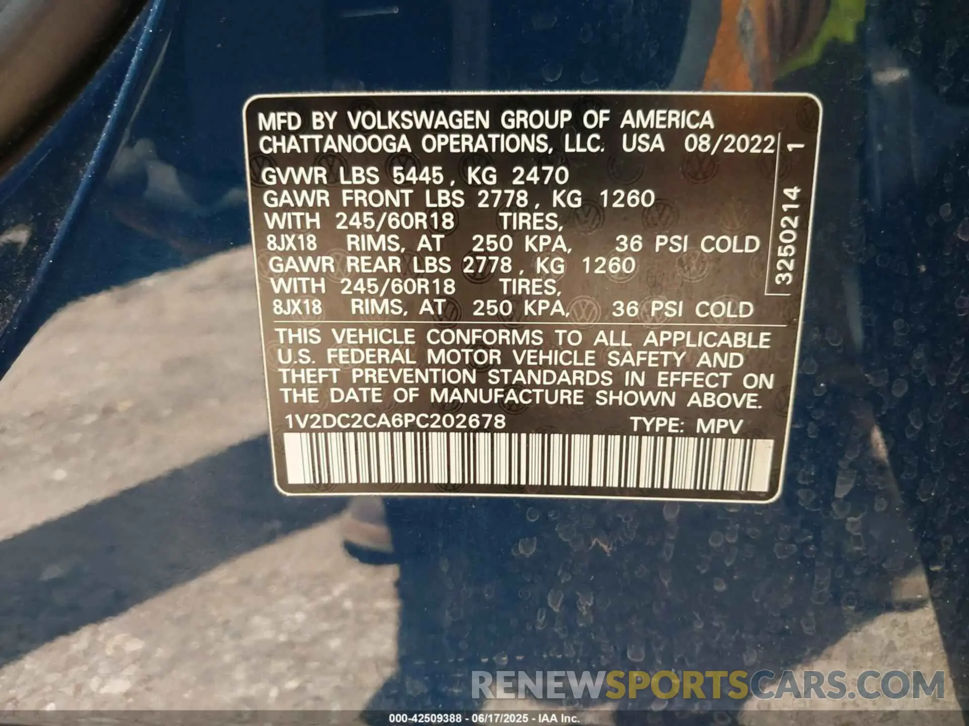 9 Фотография поврежденного автомобиля 1V2DC2CA6PC202678 VOLKSWAGEN ATLAS CROSS SPORT 2023