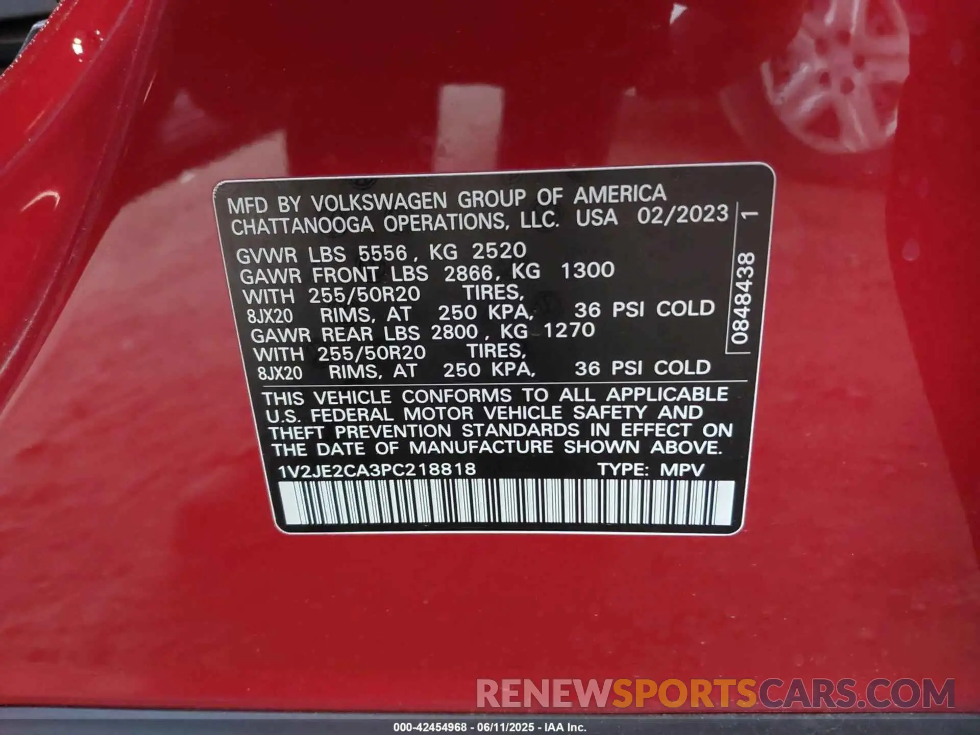 9 Photograph of a damaged car 1V2JE2CA3PC218818 VOLKSWAGEN ATLAS CROSS SPORT 2023