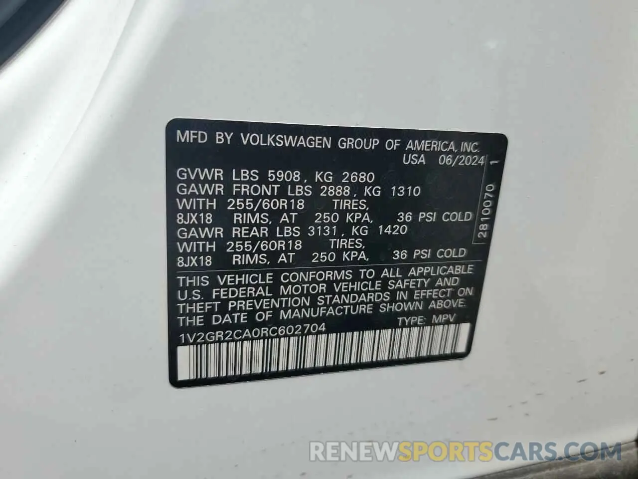13 Фотография поврежденного автомобиля 1V2GR2CA0RC602704 VOLKSWAGEN ATLAS PEAK 2024