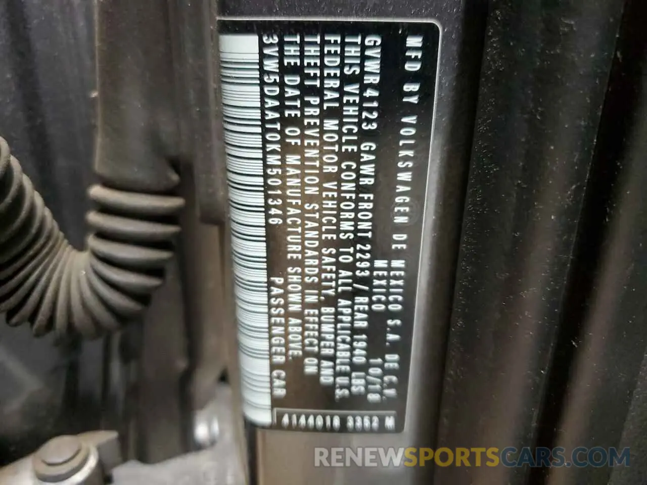 14 Photograph of a damaged car 3VW5DAAT0KM501346 VOLKSWAGEN BEETLE 2019