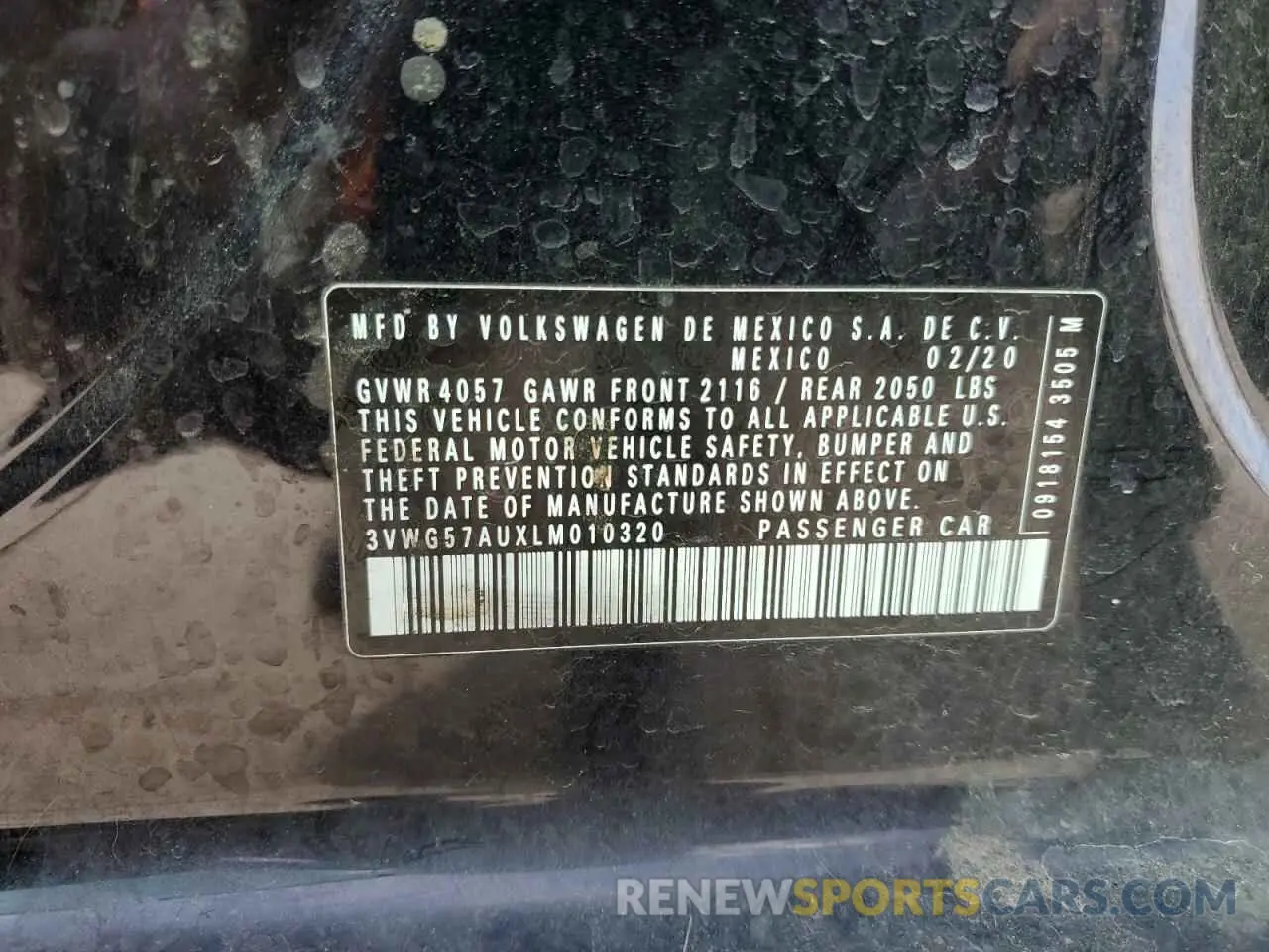 13 Фотография поврежденного автомобиля 3VWG57AUXLM010320 VOLKSWAGEN GOLF 2020