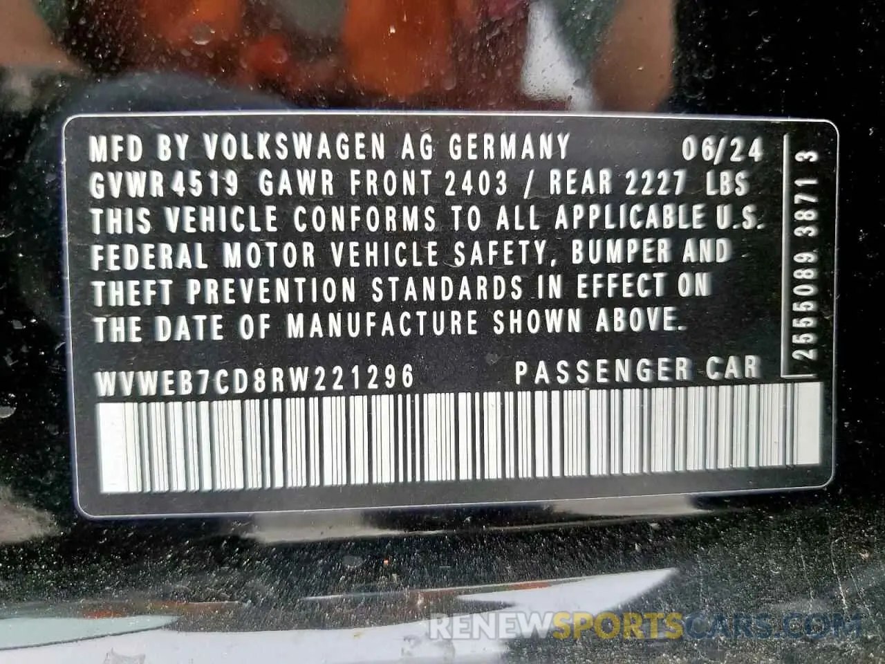 13 Фотография поврежденного автомобиля WVWEB7CD8RW221296 VOLKSWAGEN GOLF 2024