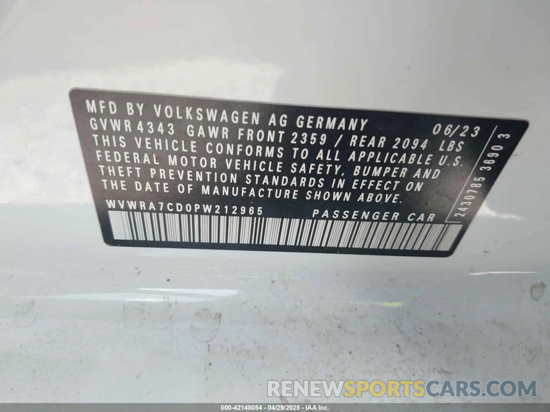 9 Фотография поврежденного автомобиля WVWRA7CD0PW212965 VOLKSWAGEN GOLF GTI 2023