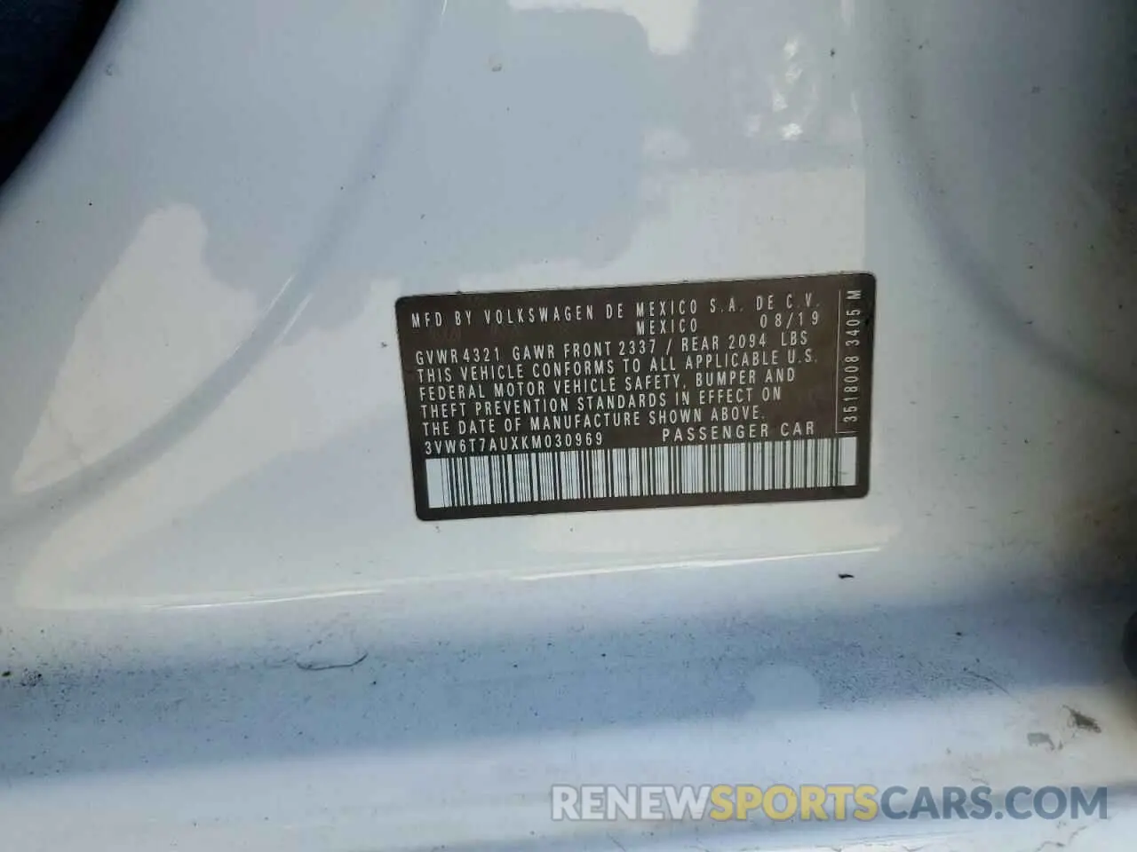 13 Фотография поврежденного автомобиля 3VW6T7AUXKM030969 VOLKSWAGEN GTI 2019