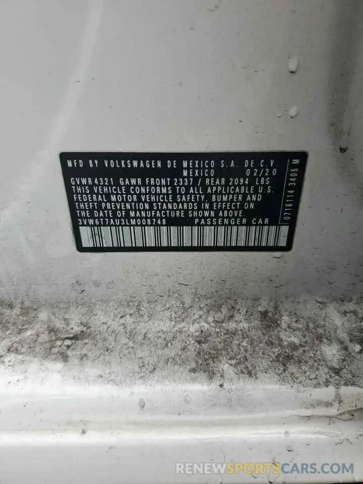 12 Фотография поврежденного автомобиля 3VW6T7AU3LM008748 VOLKSWAGEN GTI 2020