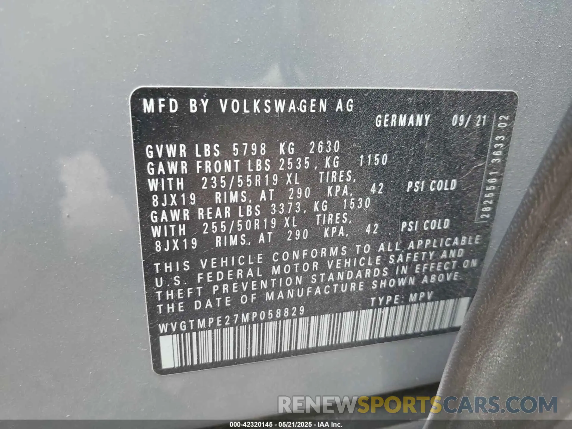 9 Фотография поврежденного автомобиля WVGKMPE26MP059322 VOLKSWAGEN ID.4 2021