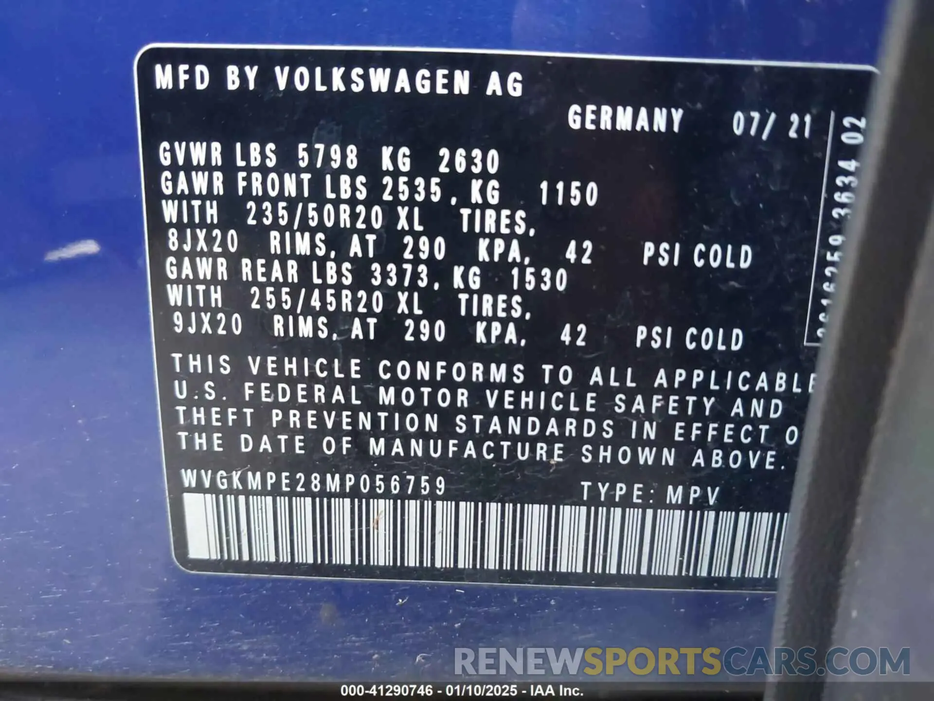 9 Photograph of a damaged car WVGKMPE28MP056759 VOLKSWAGEN ID.4 2021