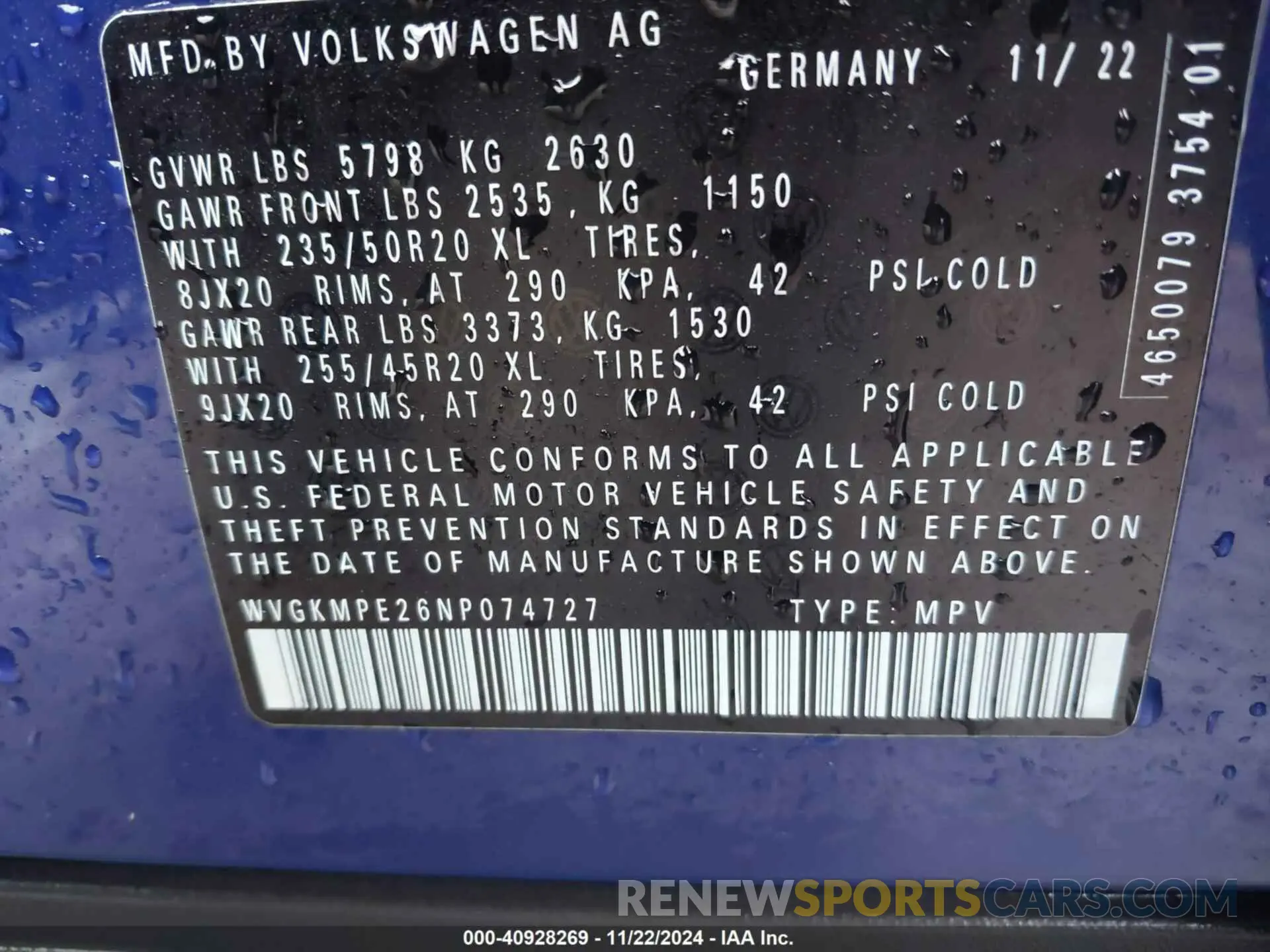 9 Фотография поврежденного автомобиля WVGKMPE26NP074727 VOLKSWAGEN ID.4 2022