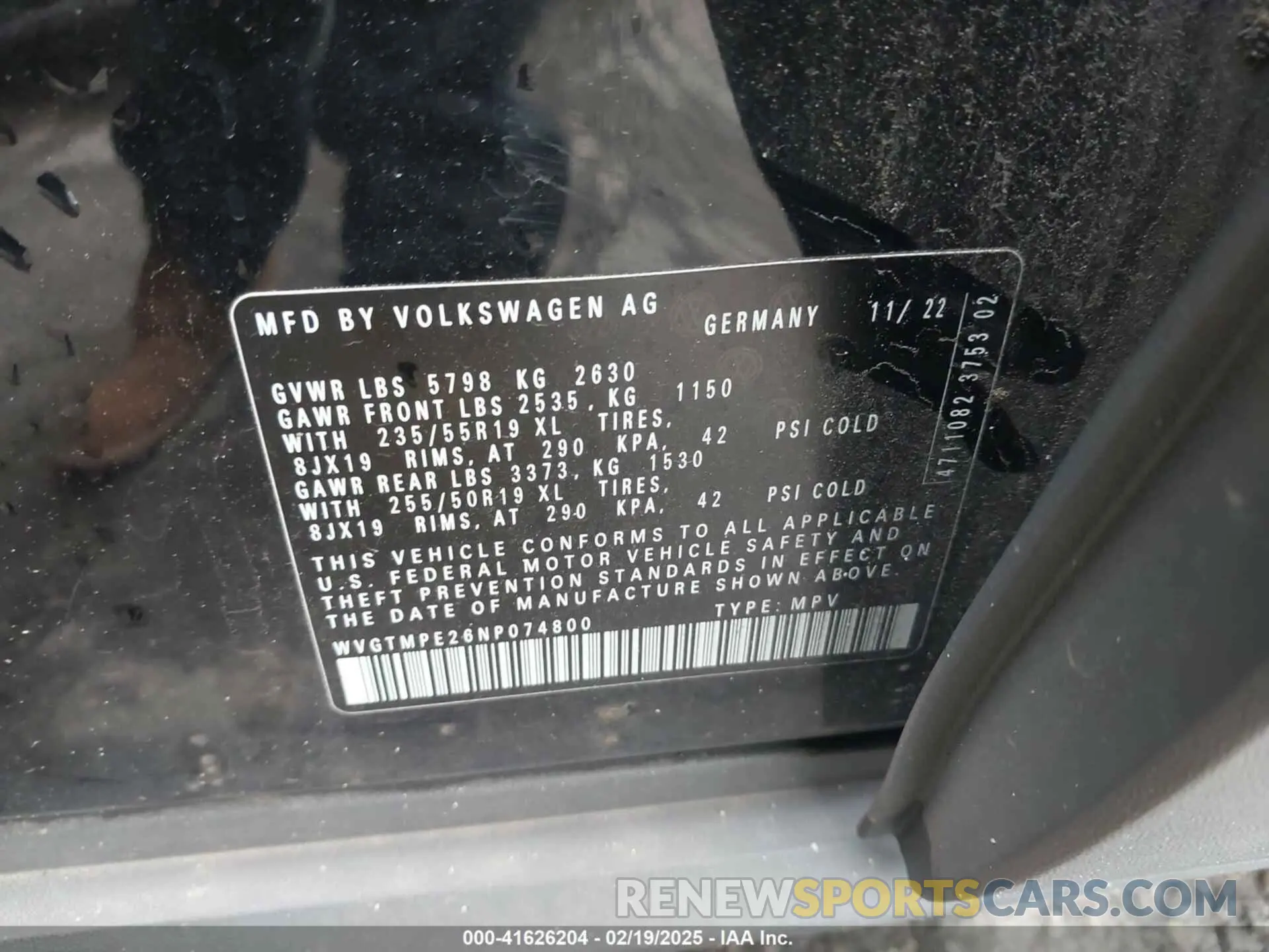 9 Photograph of a damaged car WVGTMPE26NP074800 VOLKSWAGEN ID.4 2022