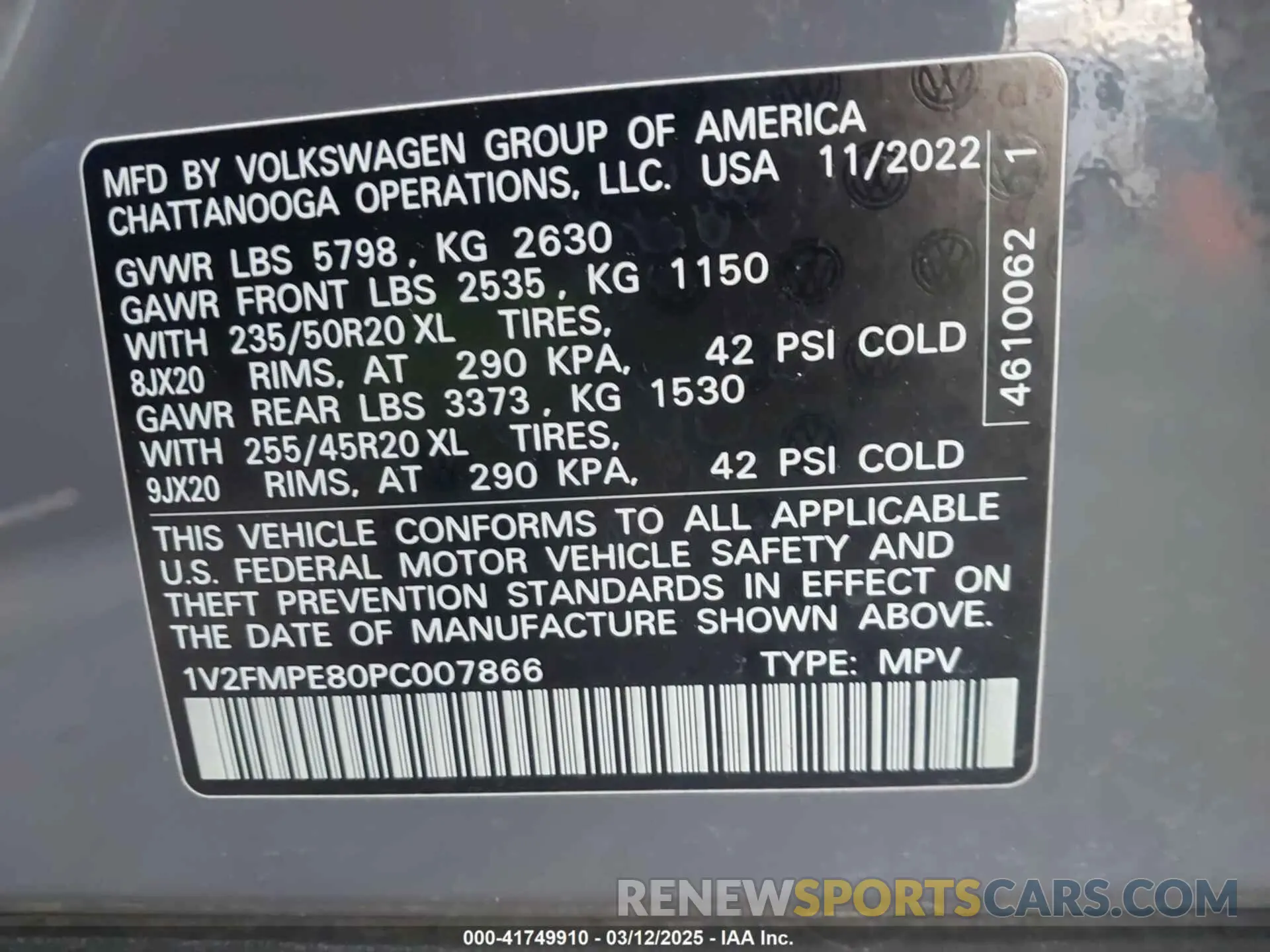 9 Фотография поврежденного автомобиля 1V2FMPE80PC007866 VOLKSWAGEN ID.4 2023