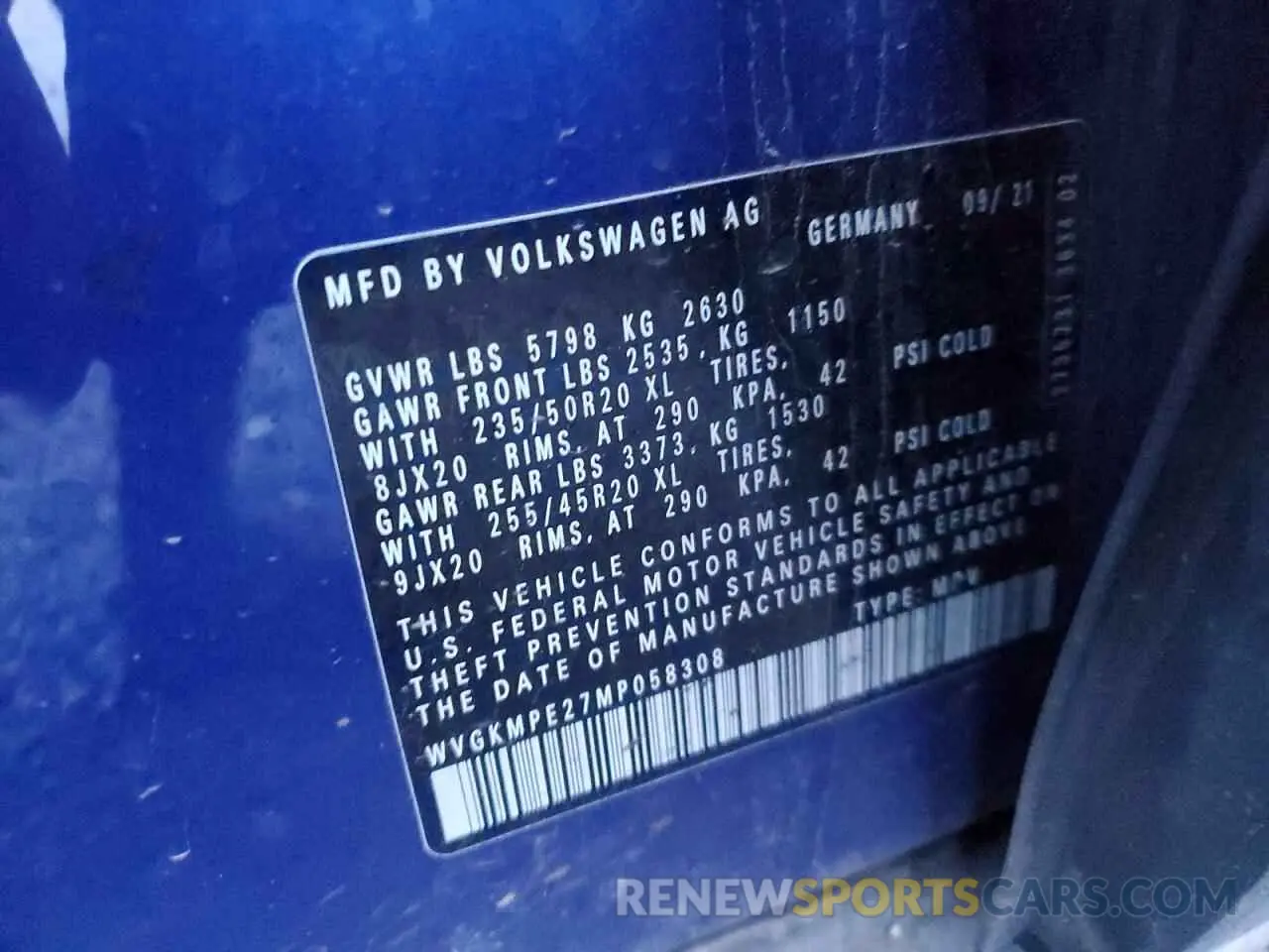 13 Photograph of a damaged car WVGKMPE27MP058308 VOLKSWAGEN ID.4 PRO S 2021
