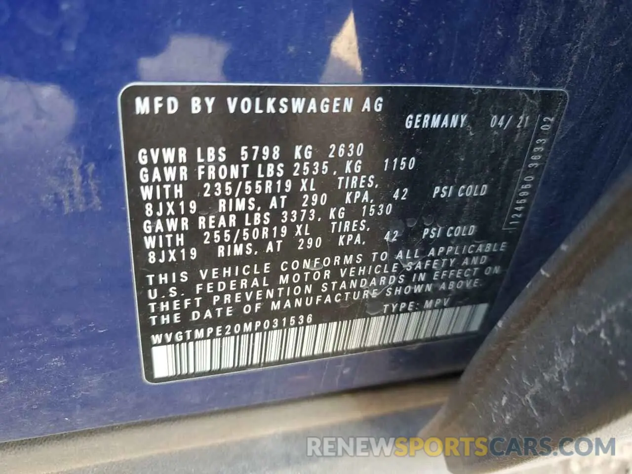 13 Photograph of a damaged car WVGTMPE20MP031536 VOLKSWAGEN ID.4 PRO S 2021