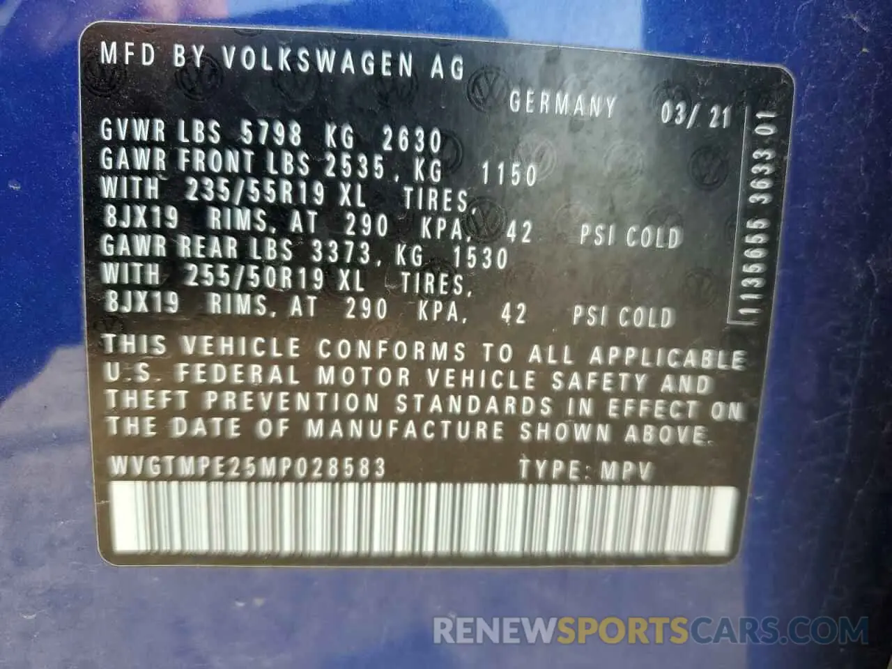 13 Photograph of a damaged car WVGTMPE25MP028583 VOLKSWAGEN ID.4 PRO S 2021