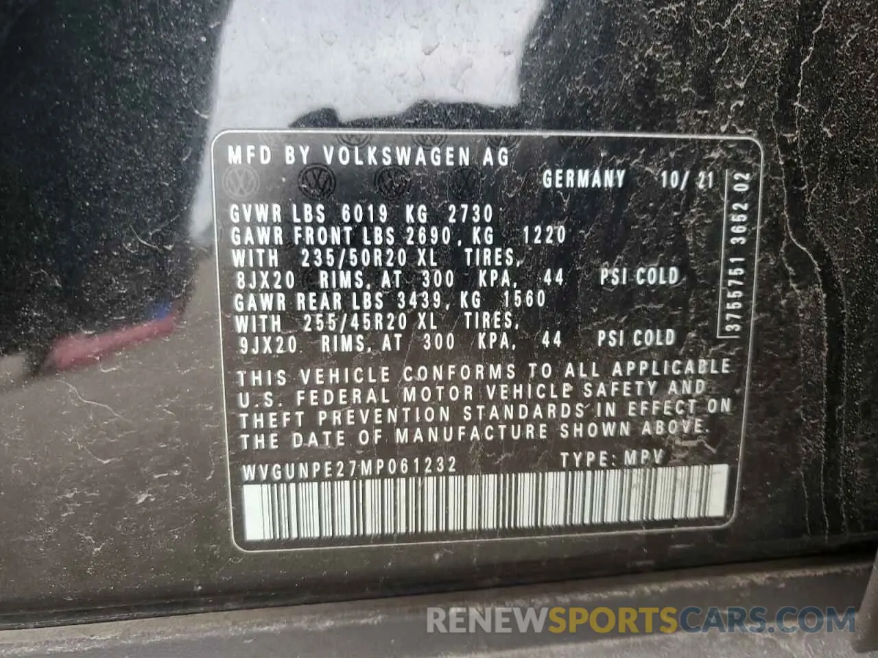 13 Photograph of a damaged car WVGUNPE27MP061232 VOLKSWAGEN ID.4 PRO S 2021