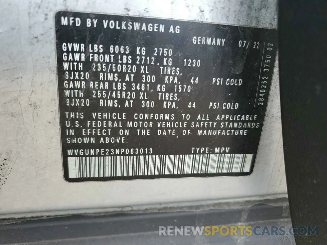 13 Фотография поврежденного автомобиля WVGUNPE23NP063013 VOLKSWAGEN ID.4 PRO S 2022