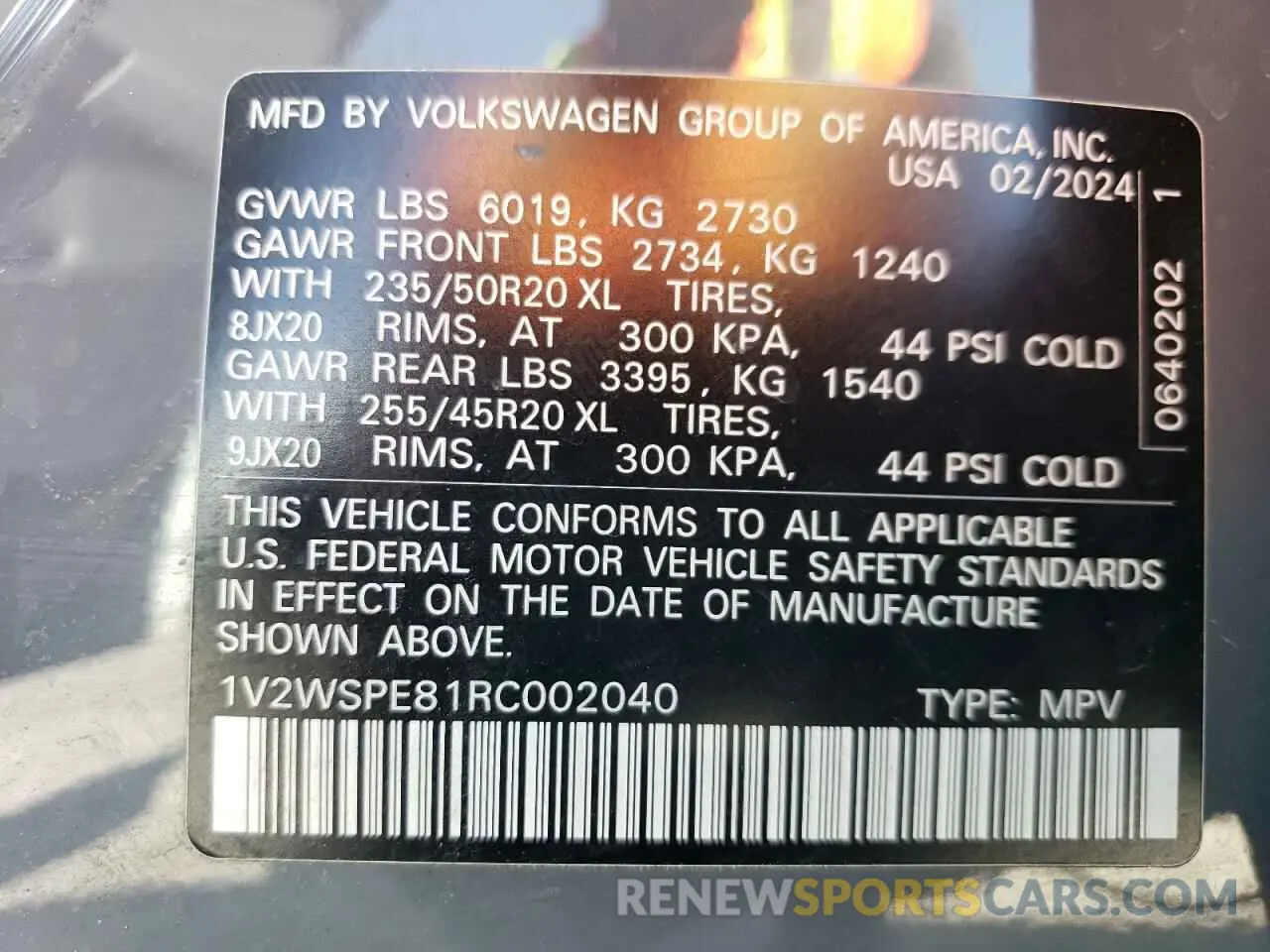 14 Photograph of a damaged car 1V2WSPE81RC002040 VOLKSWAGEN ID.4 PRO S 2024