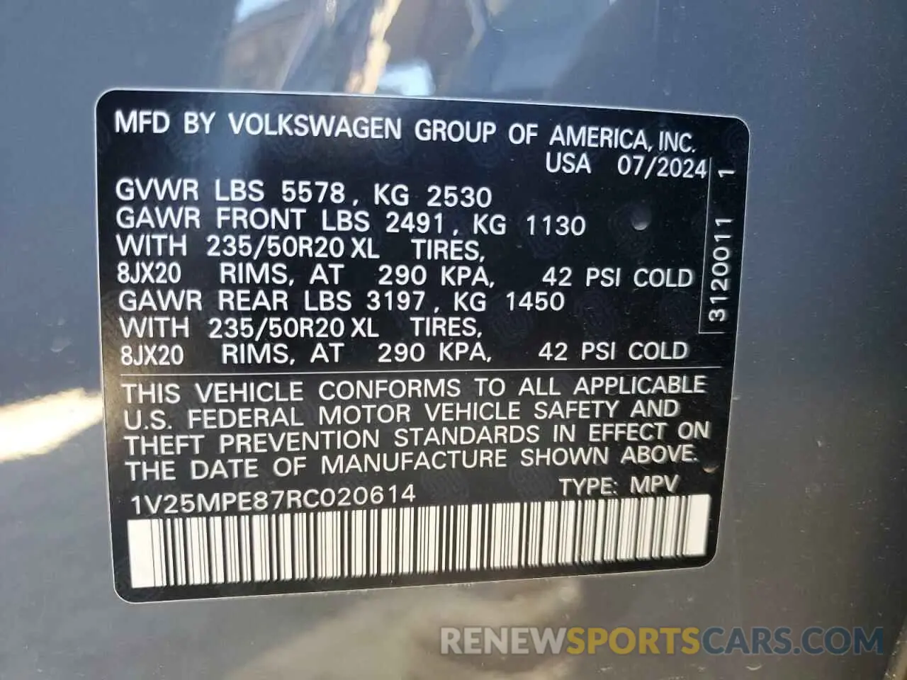 13 Photograph of a damaged car 1V25MPE87RC020614 VOLKSWAGEN ID.4 S 2024