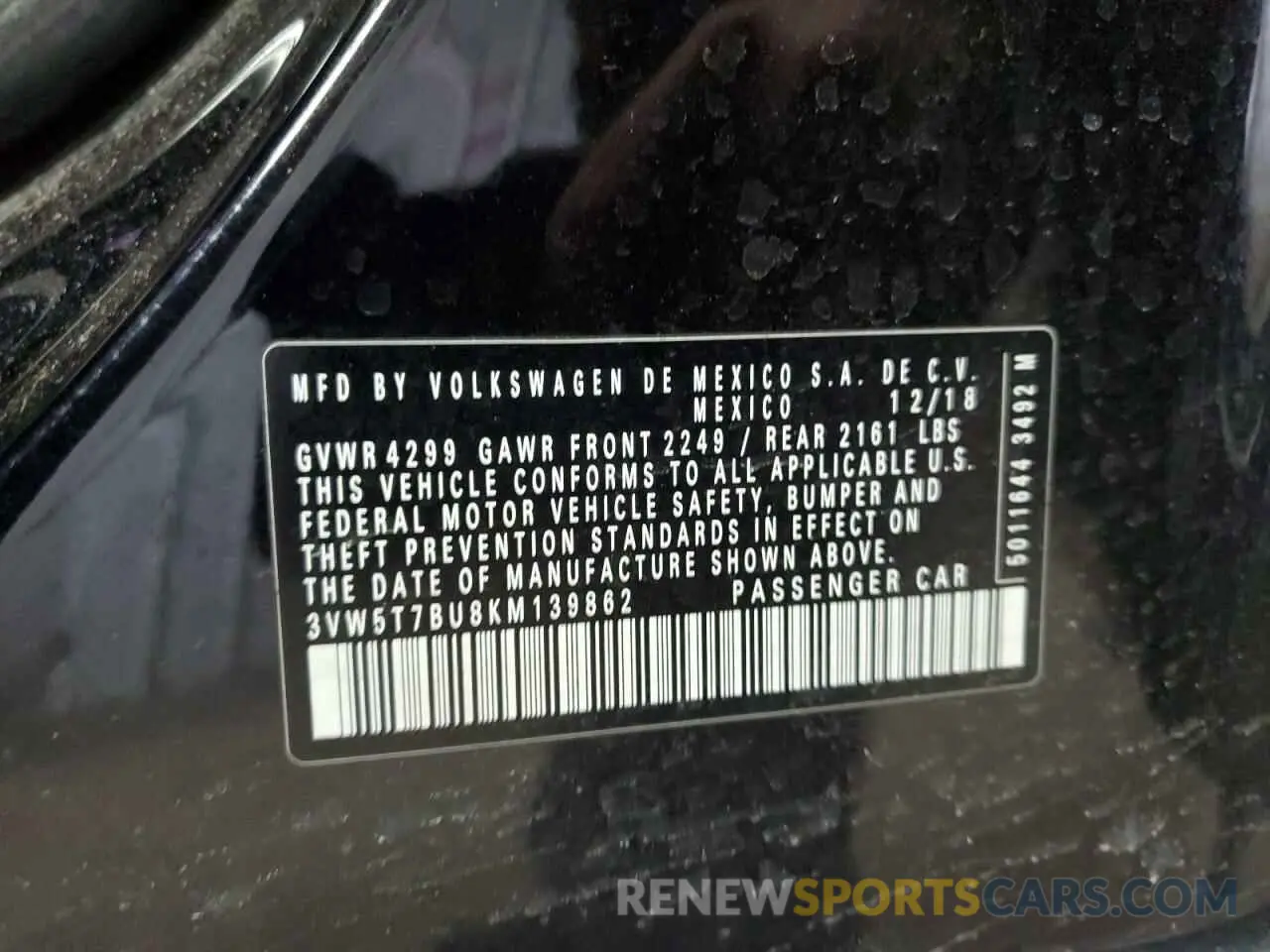 13 Photograph of a damaged car 3VW5T7BU8KM139862 VOLKSWAGEN JETTA 2019