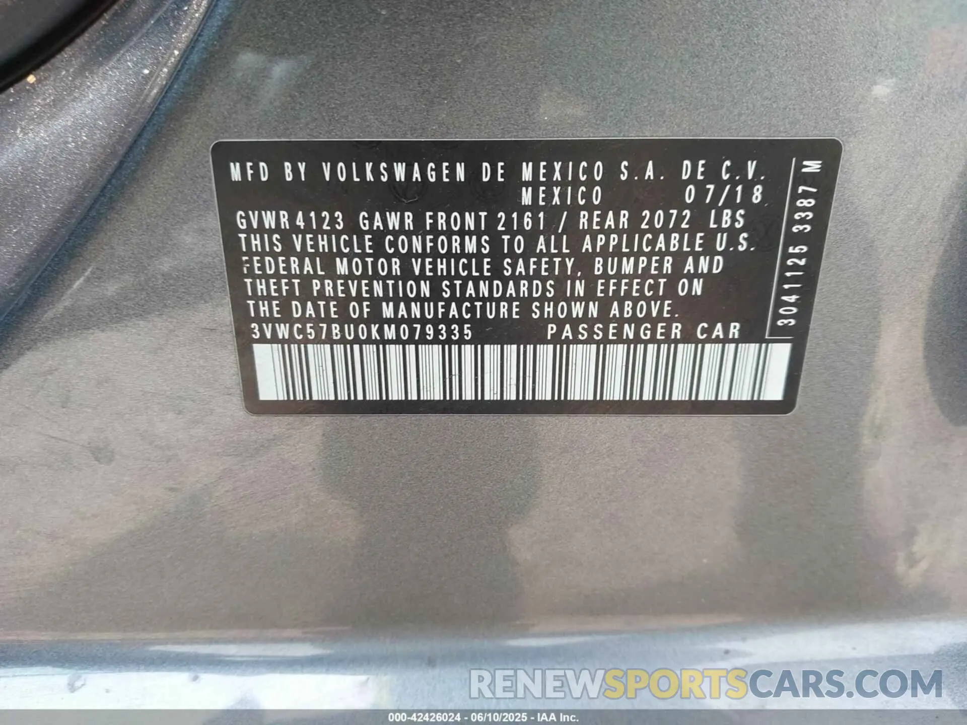 9 Photograph of a damaged car 3VWC57BU0KM079335 VOLKSWAGEN JETTA 2019