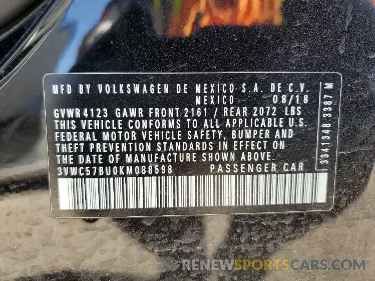 12 Фотография поврежденного автомобиля 3VWC57BU0KM088598 VOLKSWAGEN JETTA 2019