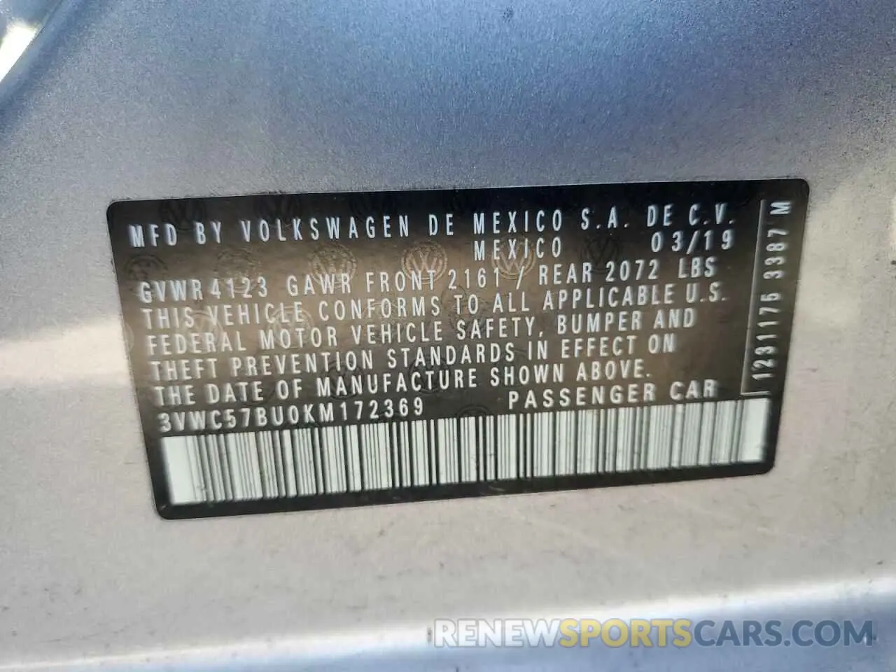 12 Фотография поврежденного автомобиля 3VWC57BU0KM172369 VOLKSWAGEN JETTA 2019