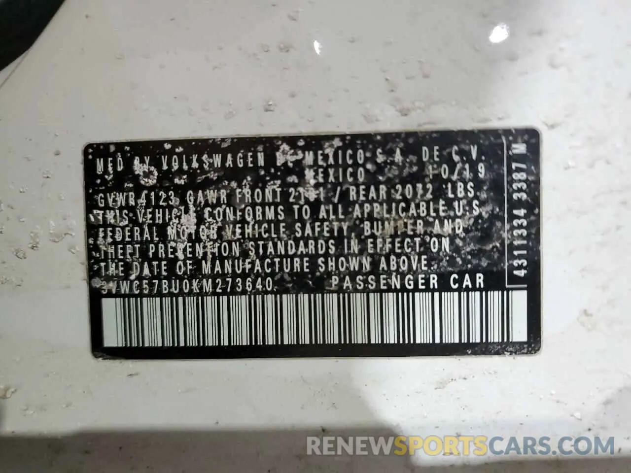 14 Фотография поврежденного автомобиля 3VWC57BU0KM273640 VOLKSWAGEN JETTA 2019