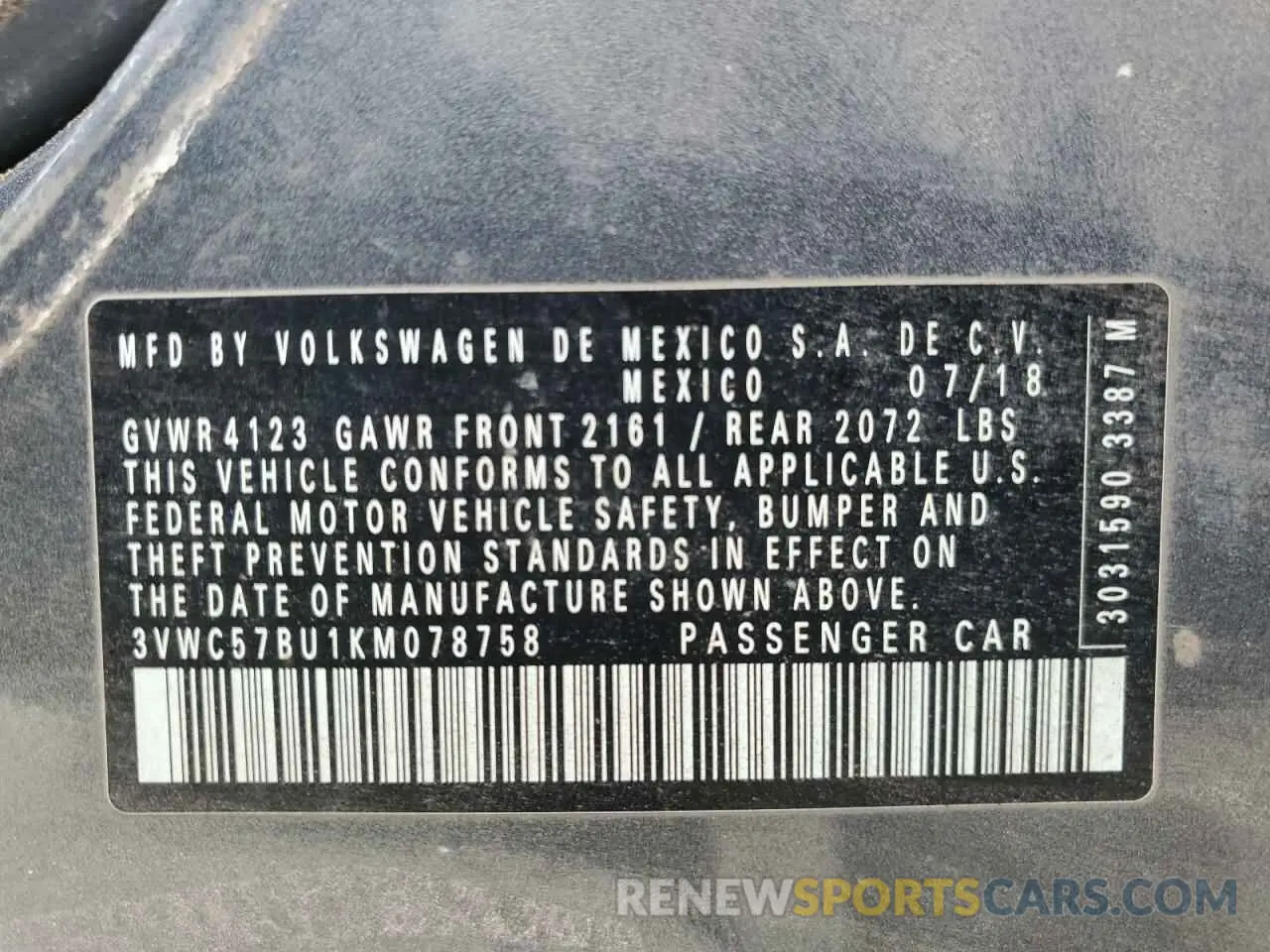 12 Фотография поврежденного автомобиля 3VWC57BU1KM078758 VOLKSWAGEN JETTA 2019