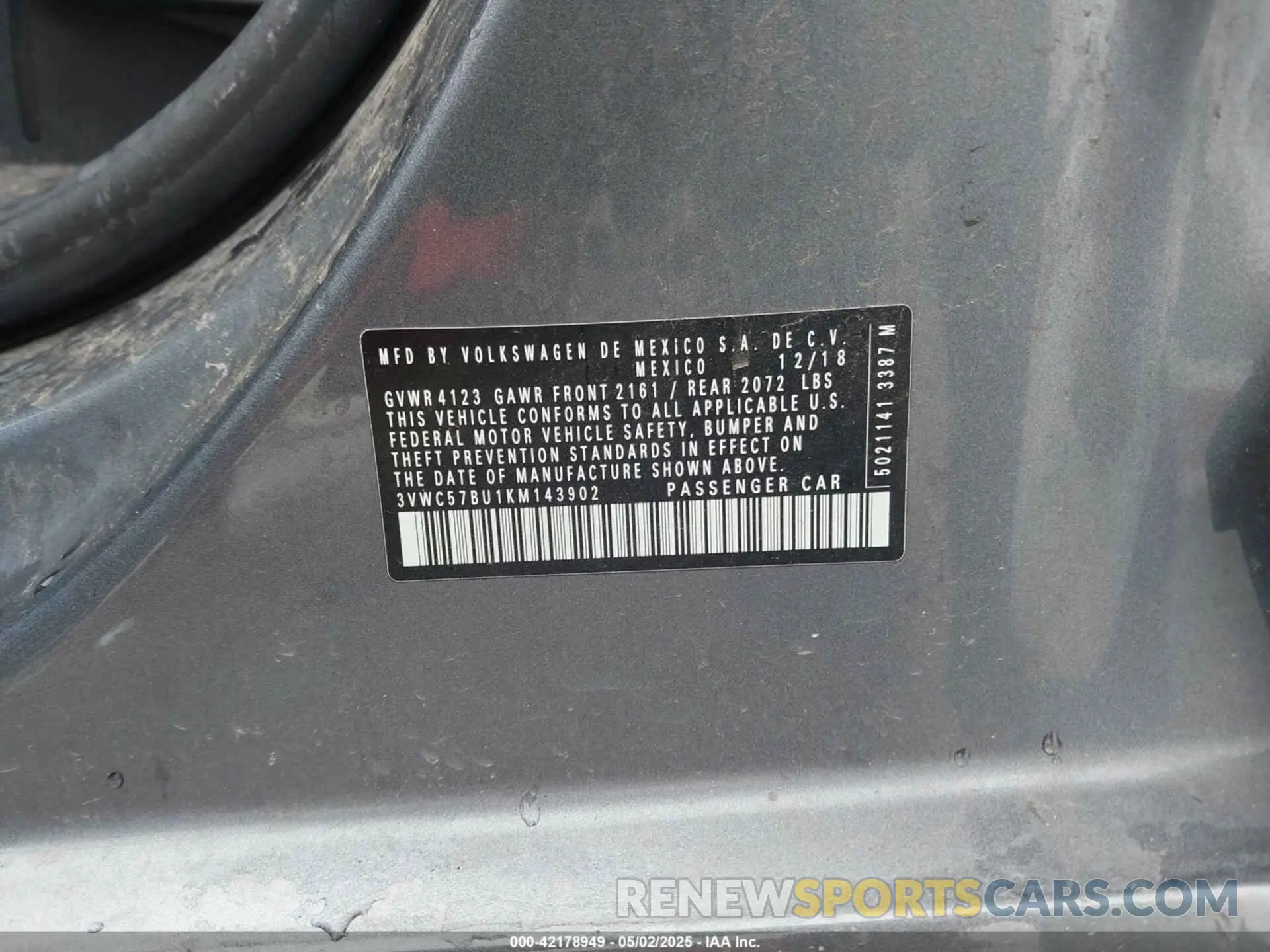9 Photograph of a damaged car 3VWC57BU1KM143902 VOLKSWAGEN JETTA 2019