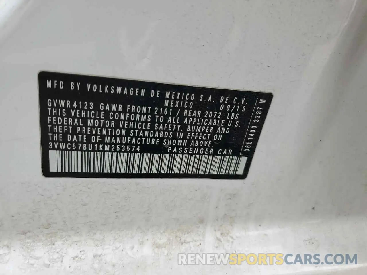 12 Photograph of a damaged car 3VWC57BU1KM253574 VOLKSWAGEN JETTA 2019