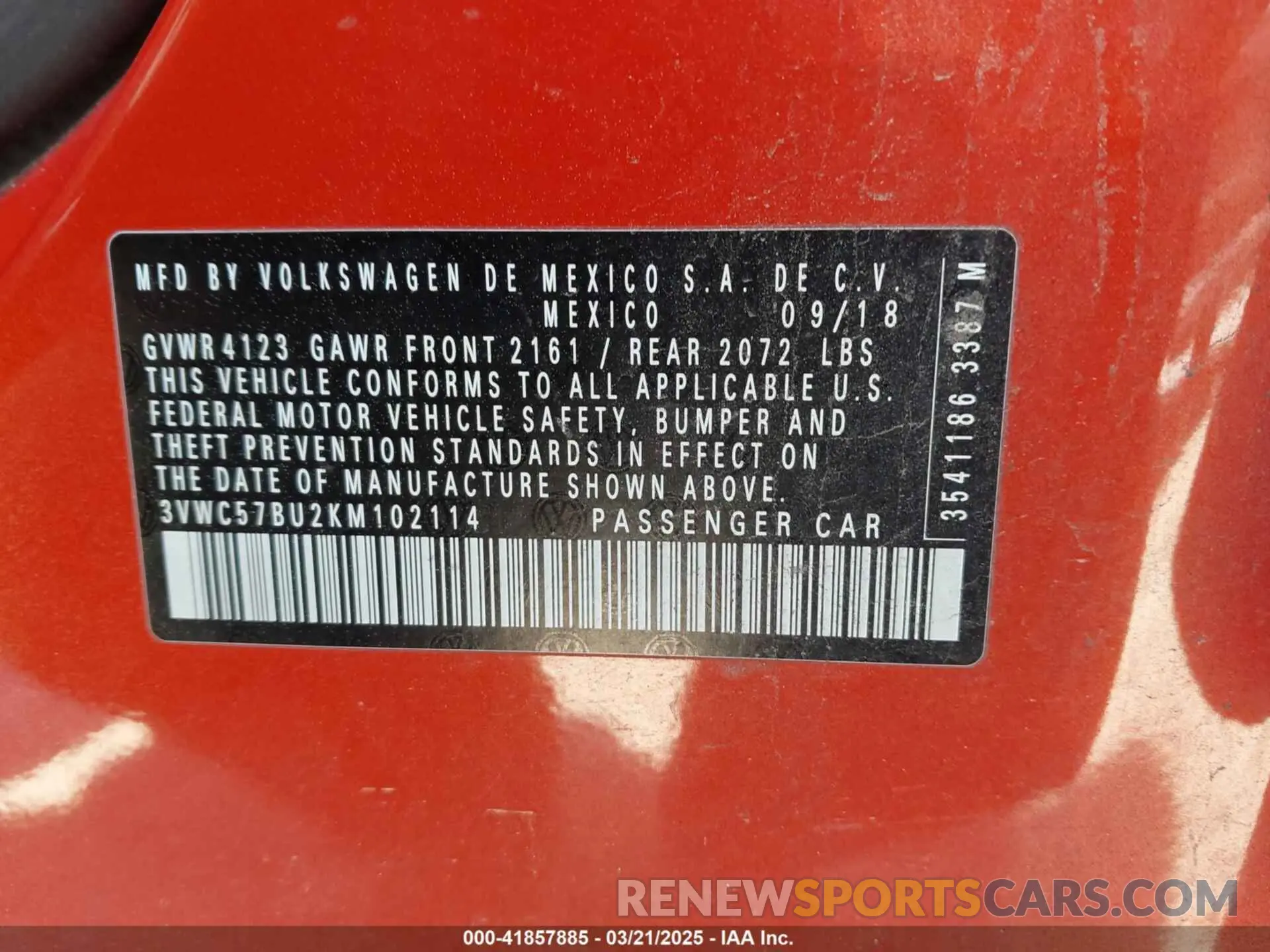9 Photograph of a damaged car 3VWC57BU2KM102114 VOLKSWAGEN JETTA 2019
