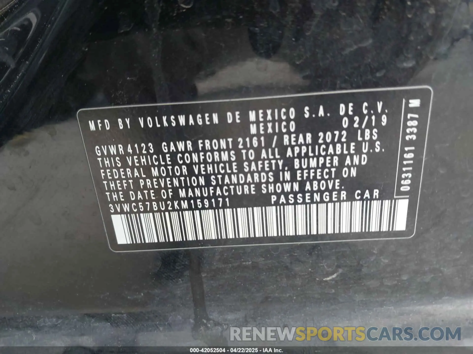 9 Photograph of a damaged car 3VWC57BU2KM159171 VOLKSWAGEN JETTA 2019