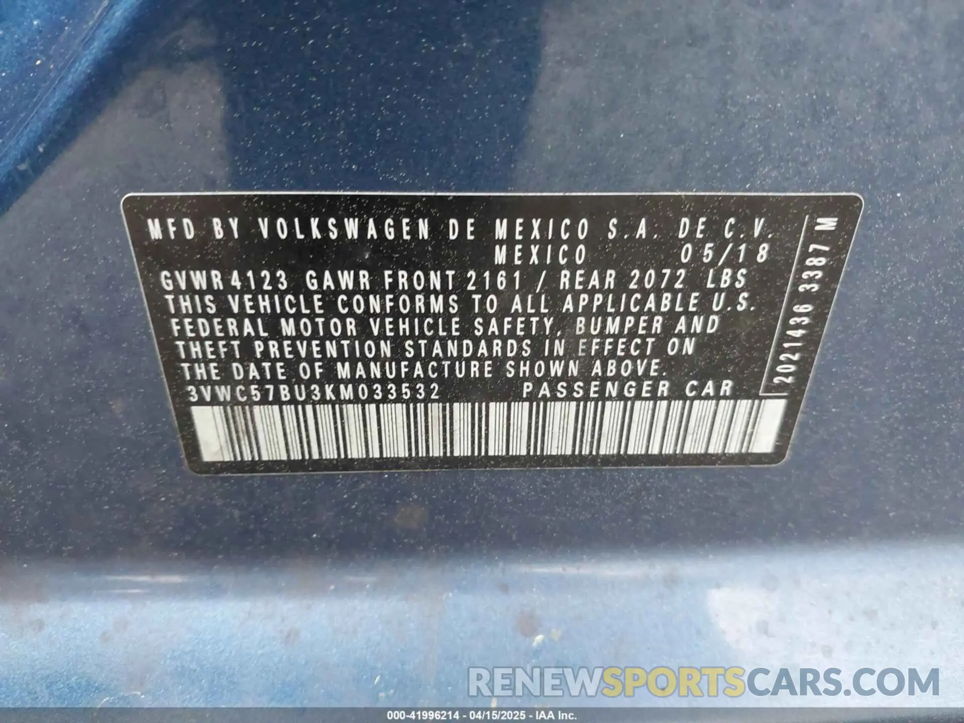 9 Photograph of a damaged car 3VWC57BU3KM033532 VOLKSWAGEN JETTA 2019