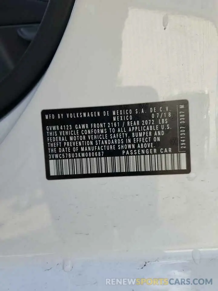 12 Фотография поврежденного автомобиля 3VWC57BU3KM080687 VOLKSWAGEN JETTA 2019