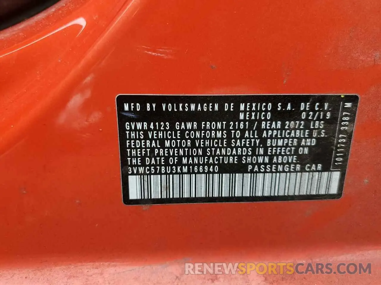 12 Photograph of a damaged car 3VWC57BU3KM166940 VOLKSWAGEN JETTA 2019