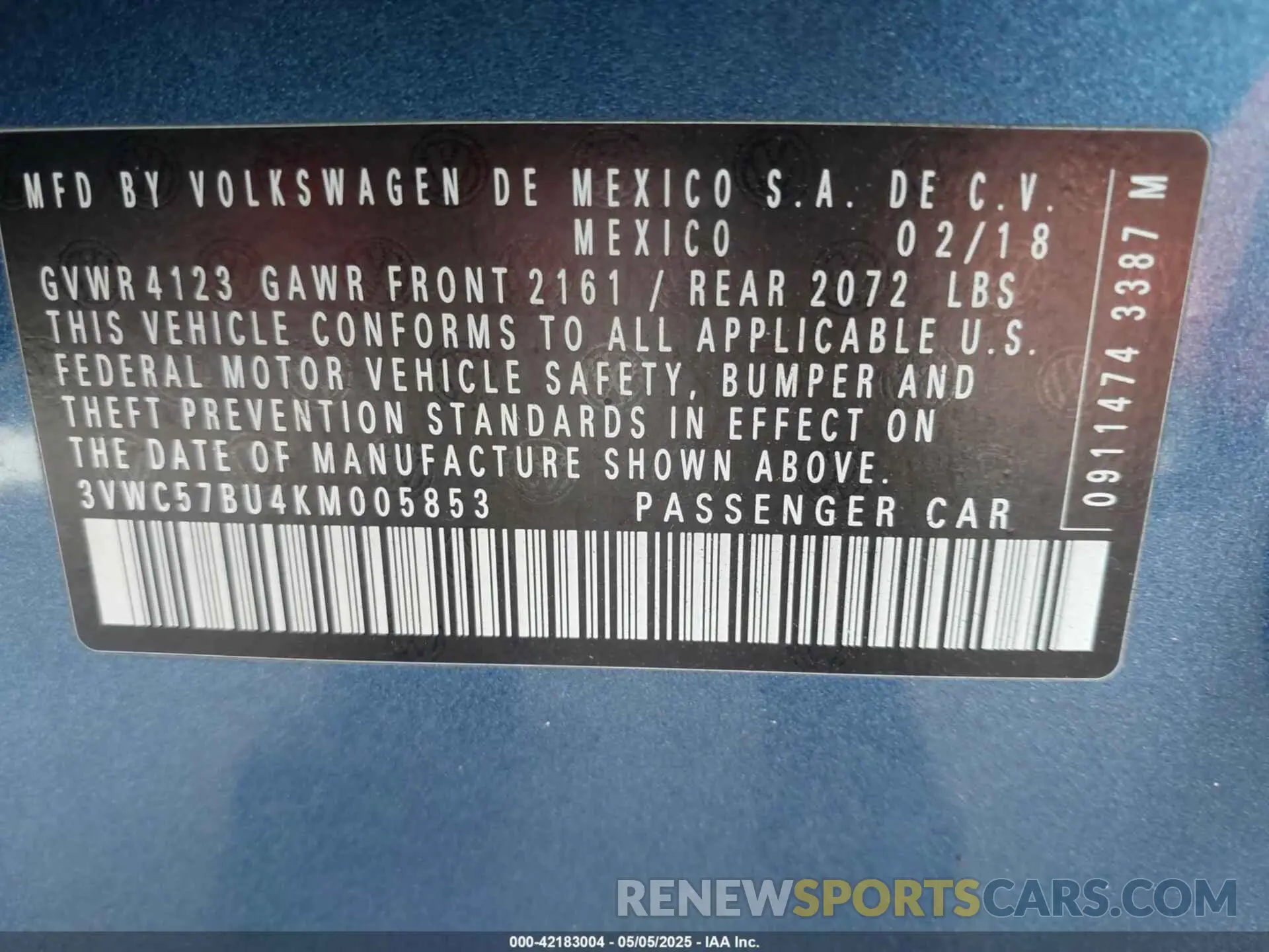 9 Photograph of a damaged car 3VWC57BU4KM005853 VOLKSWAGEN JETTA 2019