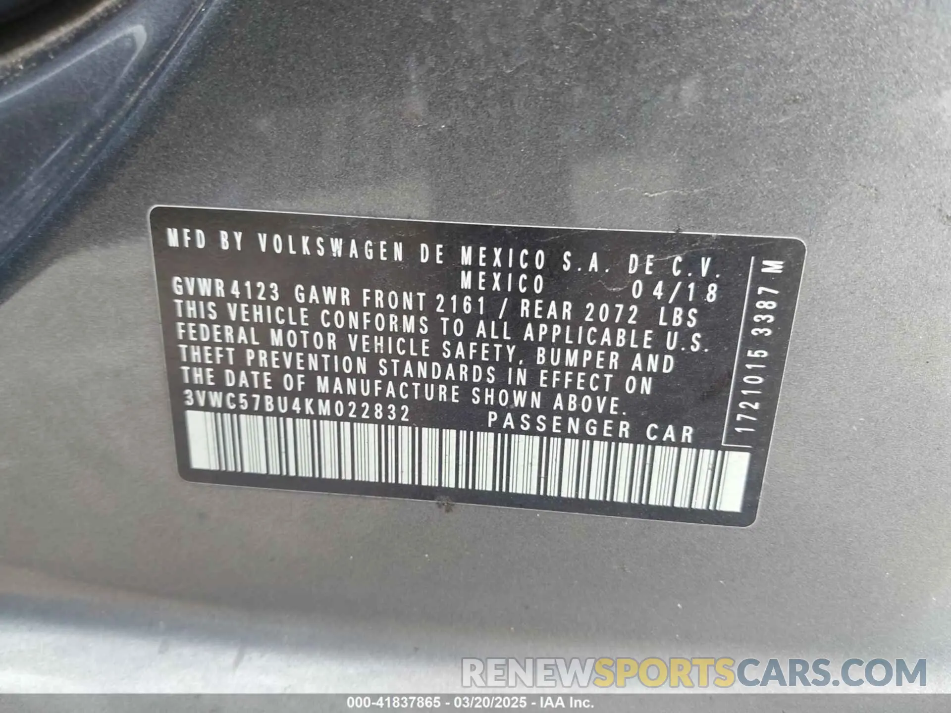9 Photograph of a damaged car 3VWC57BU4KM022832 VOLKSWAGEN JETTA 2019