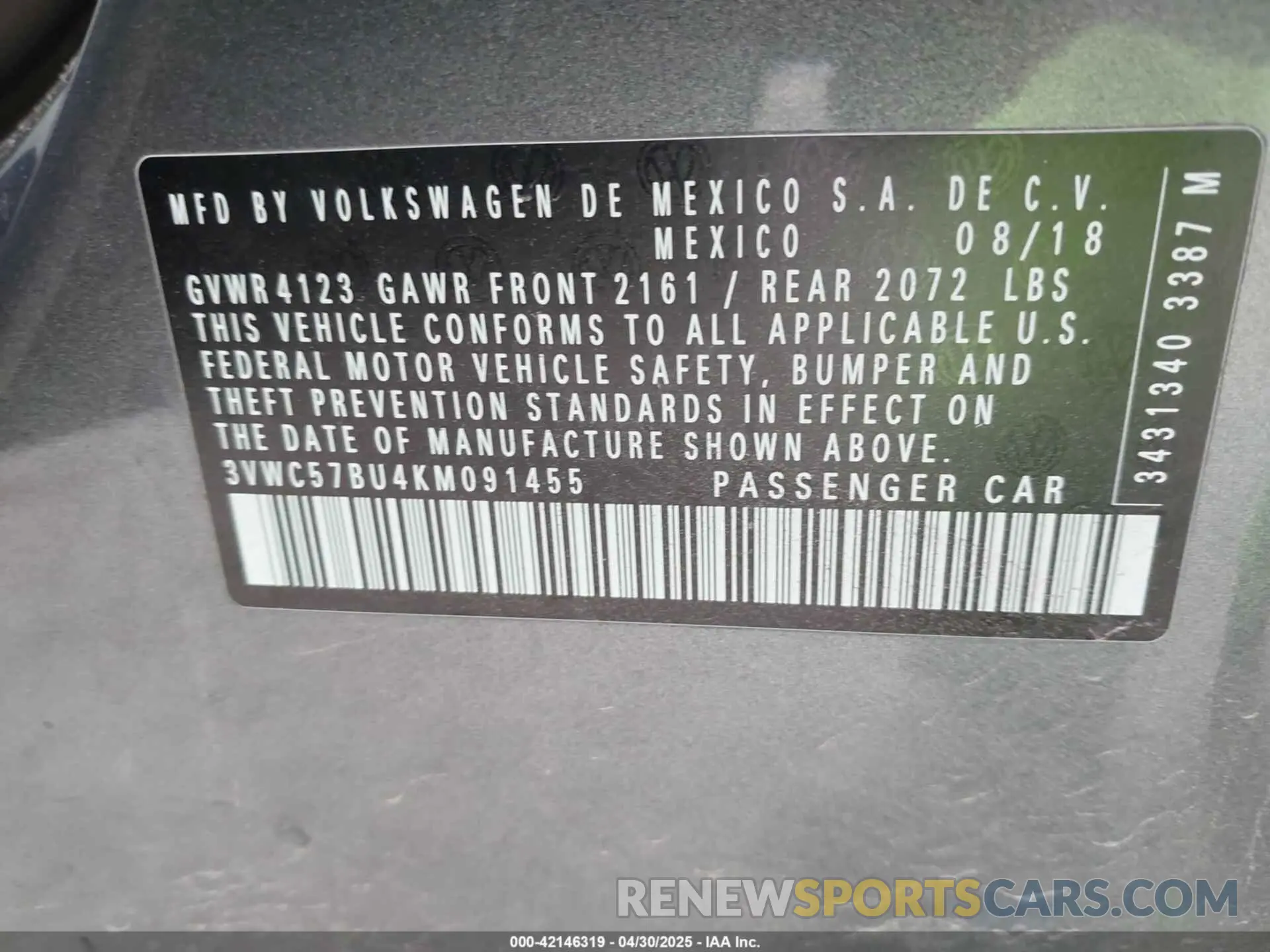 9 Фотография поврежденного автомобиля 3VWC57BU4KM091455 VOLKSWAGEN JETTA 2019